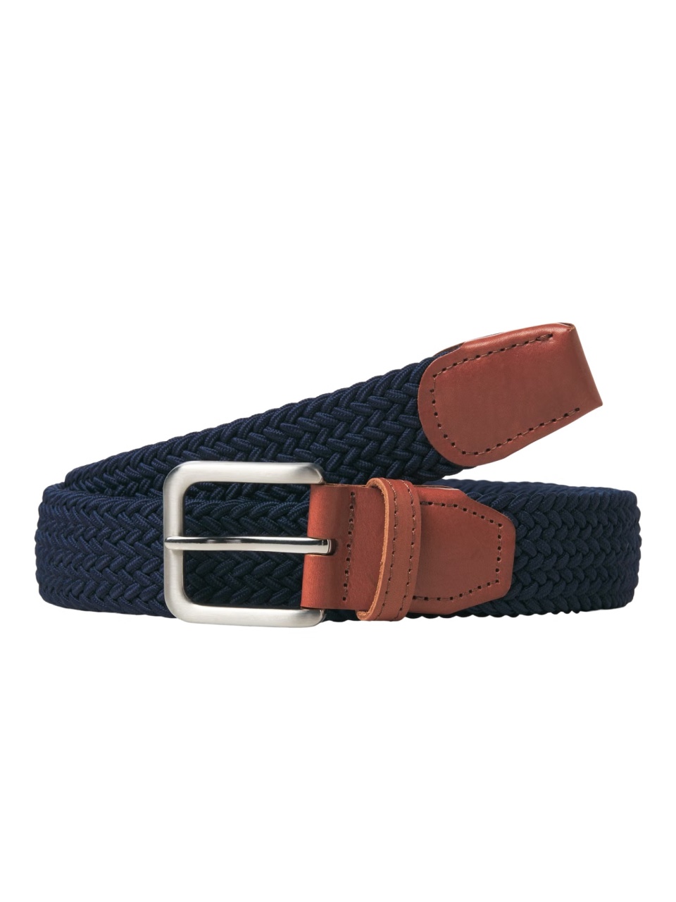 Jack & Jones Curea impletita, barbati, catarama cu stift, Bleumarin inchis (SELECTATI MARIMEA: 90 cm)