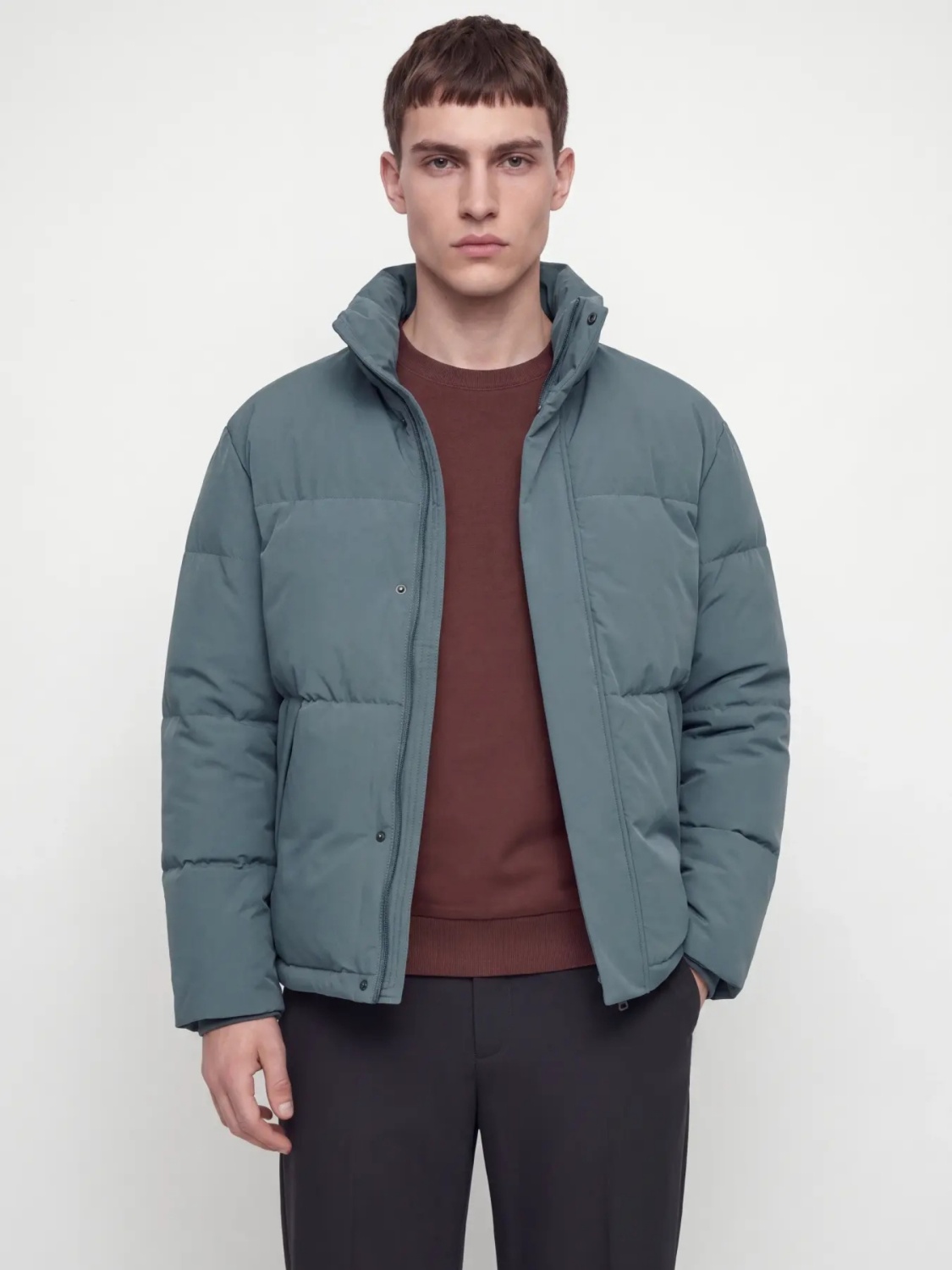 Jack & Jones Geaca barbati, PUFFER, cu guler inalt, JJESOHO, Gri albastrui (SELECTATI MARIMEA: M)