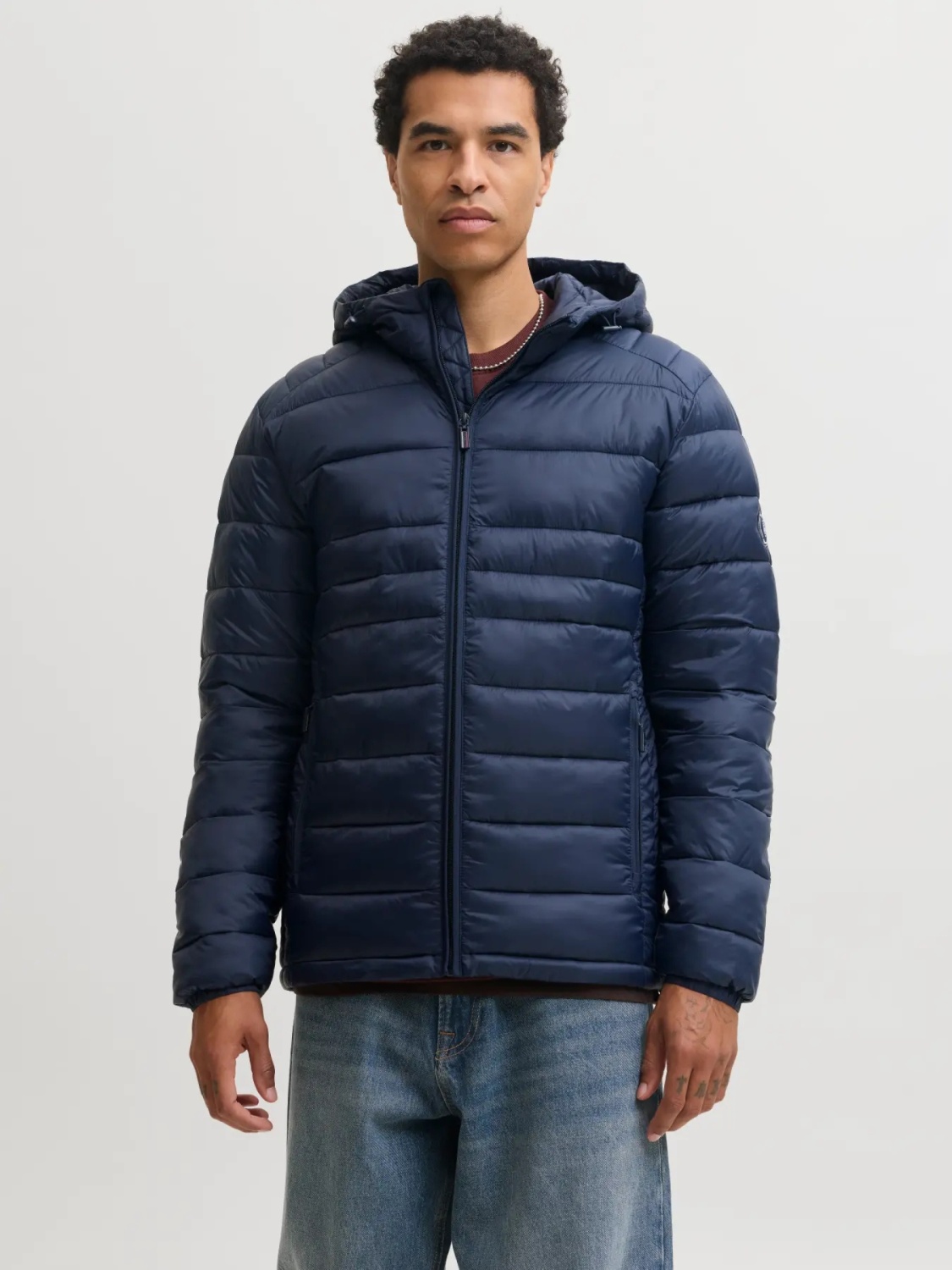 Jack & Jones Jacheta matlasata, barbati, cu gluga, Regular fit, JJEKINGSLEY, Bleumarin inchis (SELECTATI MARIMEA: 2XL)