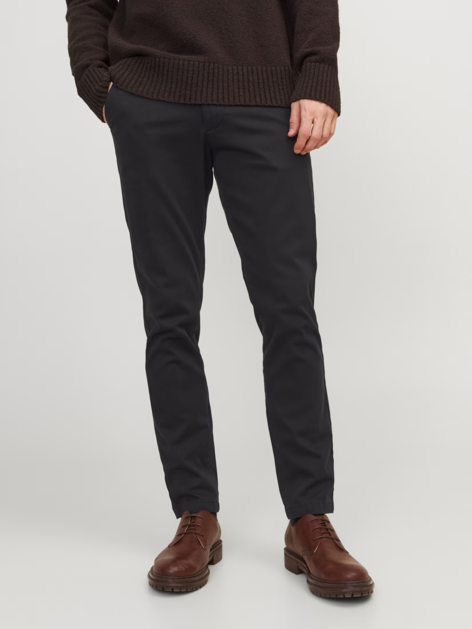 Jack & Jones Pantaloni chino barbati, Dave, croiala Slim fit, Negru (SELECTATI MARIMEA: 34, SELECTATI LUNGIMEA: 34)