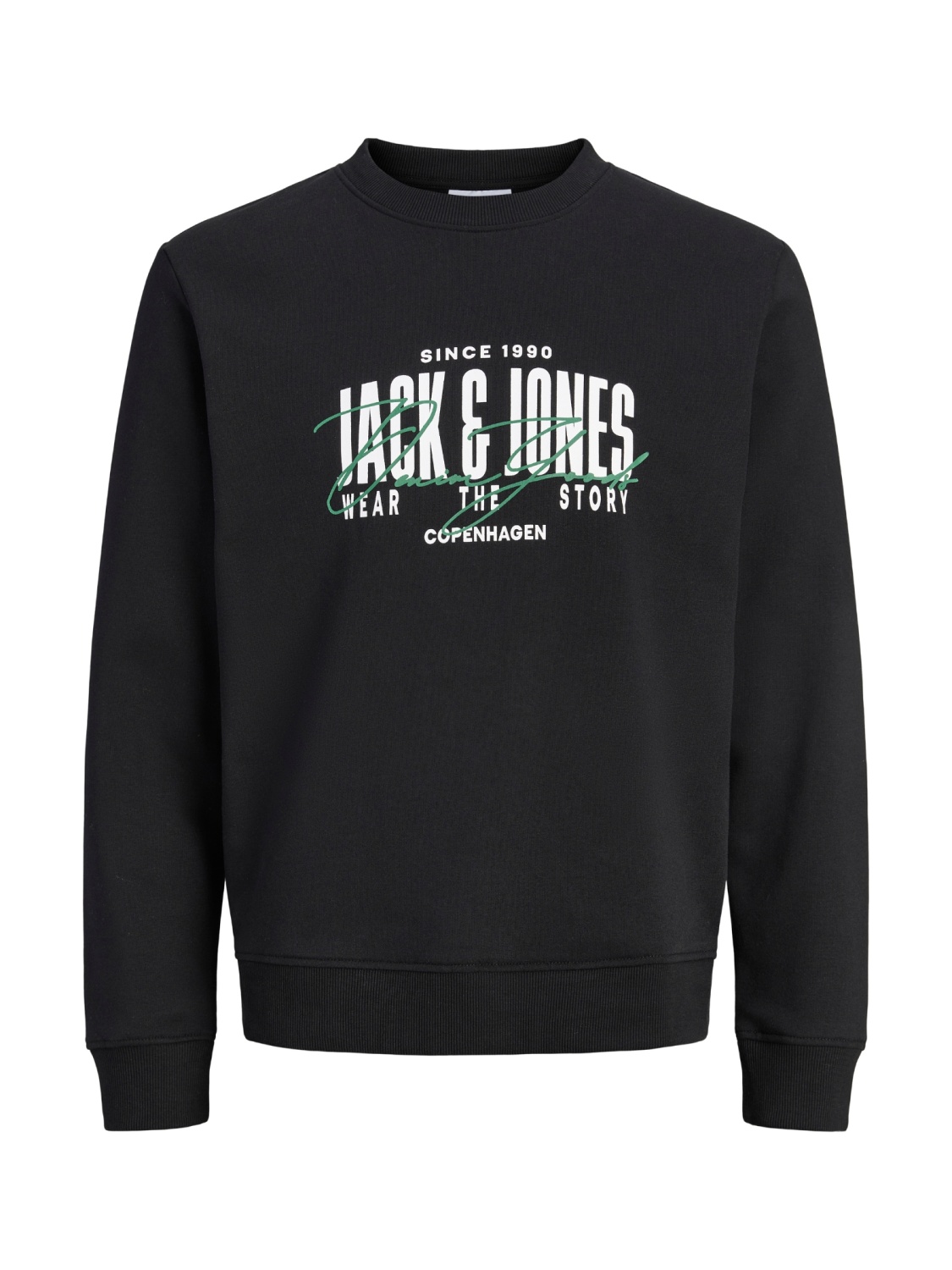 Jack & Jones Plus Bluza barbati big sizes, imprimeu cu logo, Regular fit, JJAERO, Negru (SELECTATI MARIMEA: 6XL)