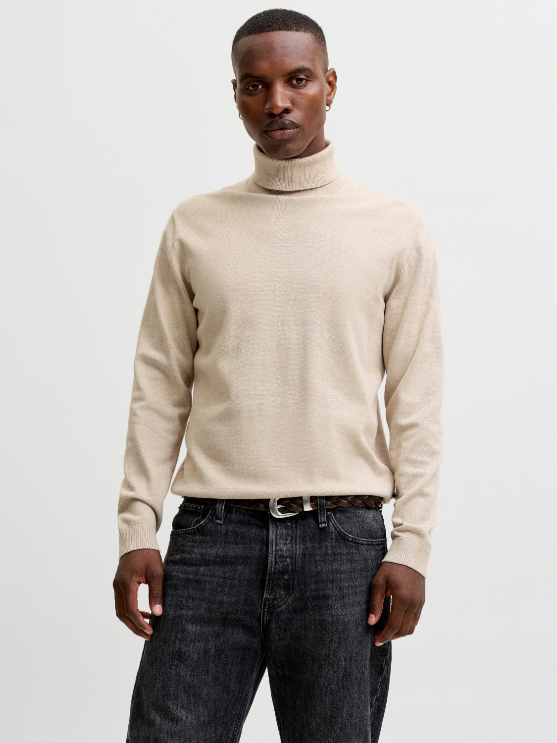 Jack & Jones Pulover barbati, simplu cu guler inalt, Bej (SELECTATI MARIMEA: M)