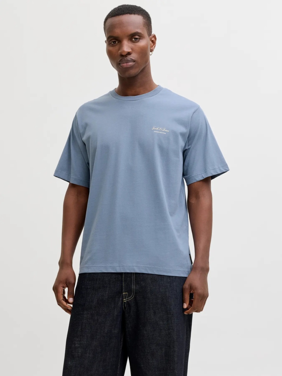 Jack & Jones Tricou barbati, din bumbac, Relaxed Fit, JJEARCHIVE, Albastru inchis (SELECTATI MARIMEA: L)