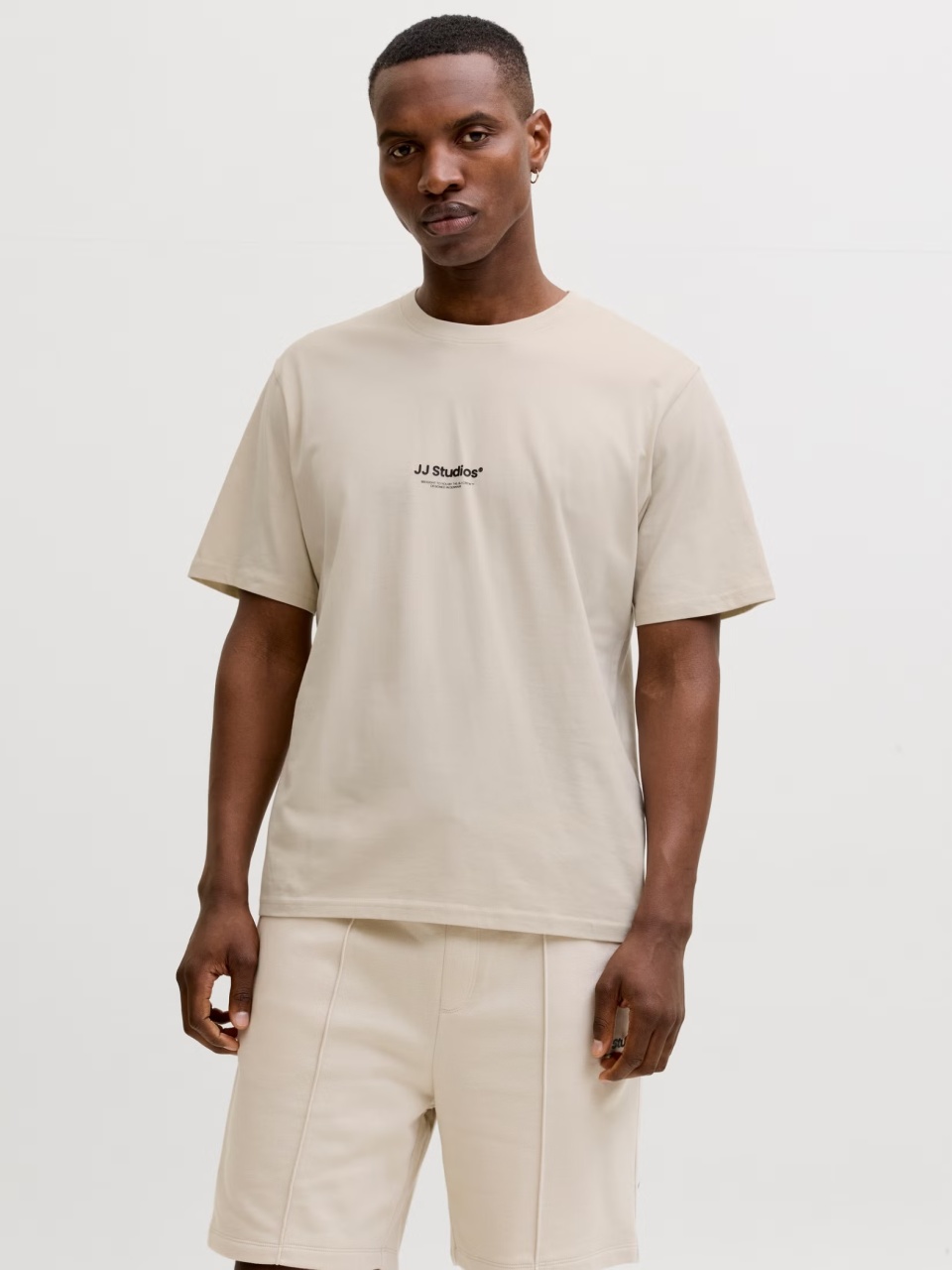 Jack & Jones Tricou barbati, JJESOHO TEE SS, la baza gatului, Relaxed Fit, Crem (SELECTATI MARIMEA: 2XL)