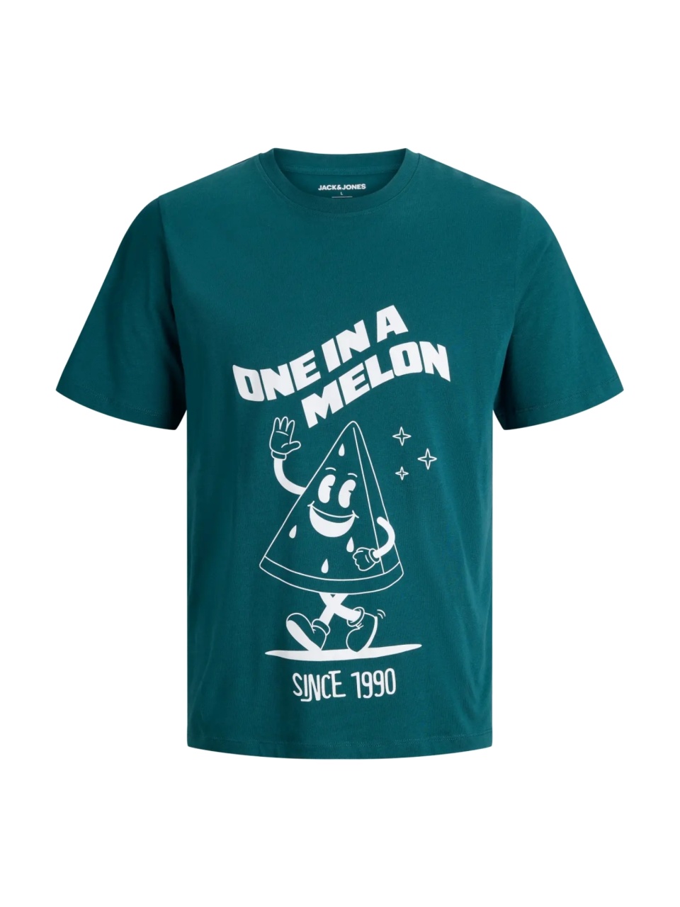 Jack & Jones Tricou barbati la baza gatului, din bumbac, Regular Fit, JJFUNNY FRUIT, Verde inchis (SELECTATI MARIMEA: S)