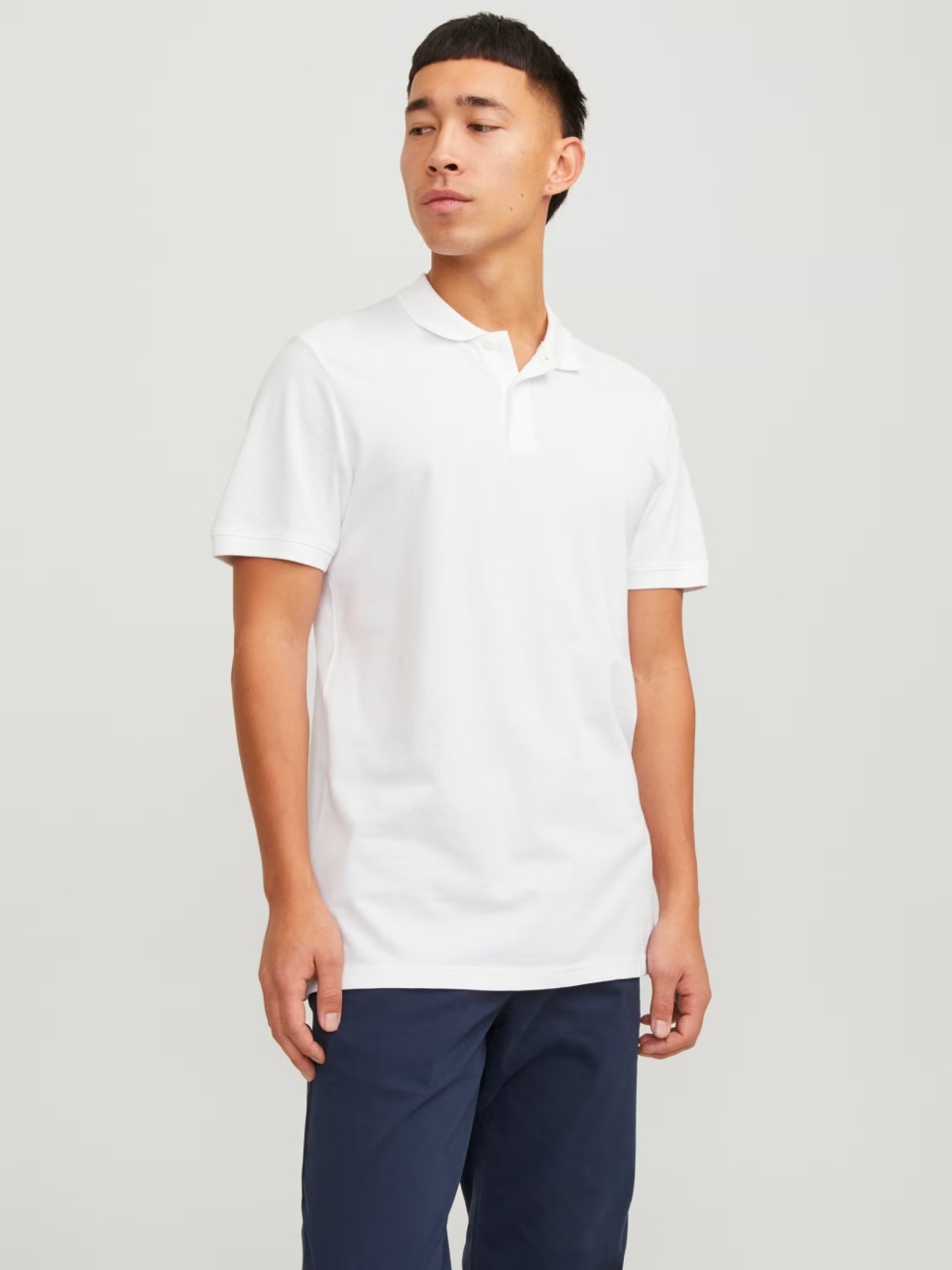 Jack & Jones Tricou polo Basic, Slim Fit, din bumbac, Alb (SELECTATI MARIMEA: XL)