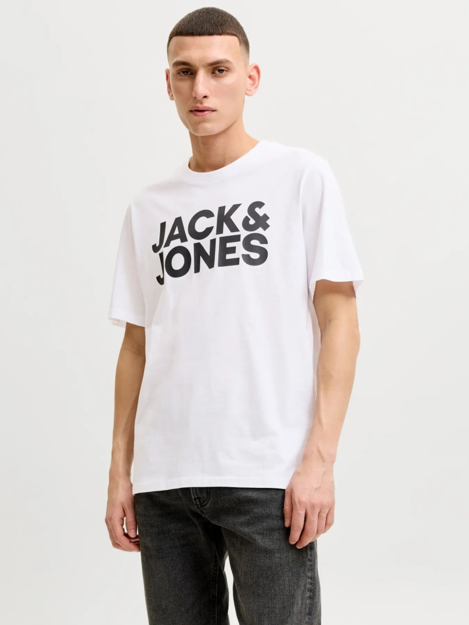 Jack & Jones Tricou simplu, barbati, din 100% bumbac, Regular Fit, JJECORP, Alb (SELECTATI MARIMEA: S)
