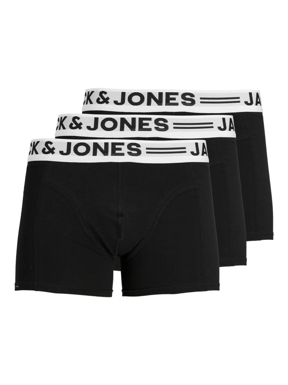 Jack & Jones Underwear barbati Set 3 perechi de boxeri, cu talie medie, SENSE, Negru (SELECTATI MARIMEA: 2XL)