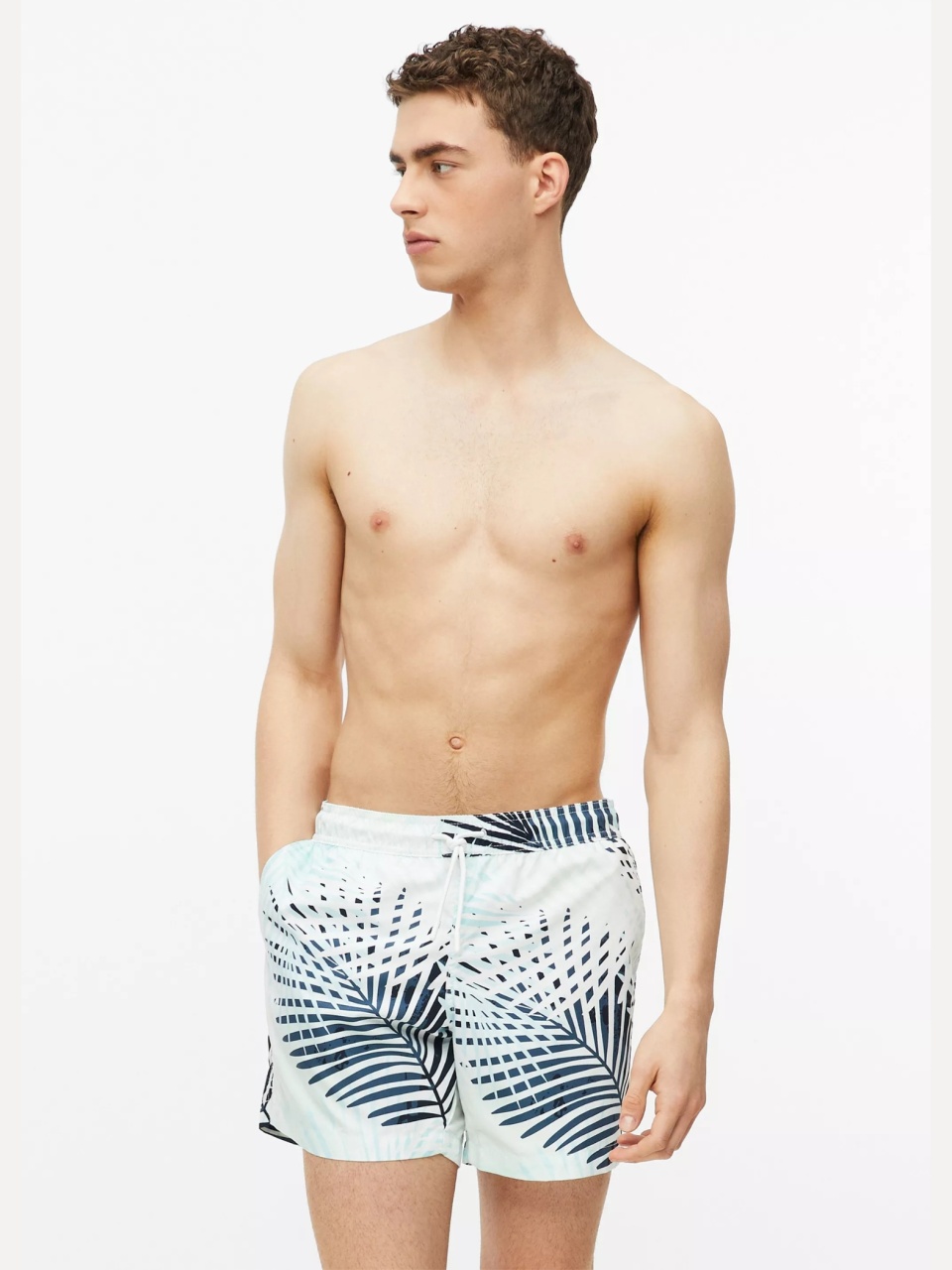 s.Oliver Pantaloni scurti barbati pentru inot cu imprimeu floral, Regular fit, Turcoaz deschis (SELECTATI MARIMEA: XL)