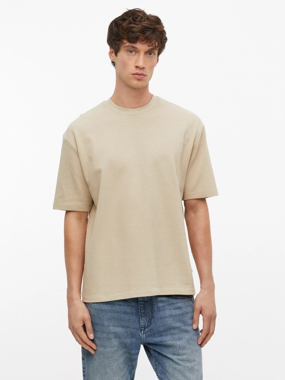 s.Oliver Tricou barbati la baza gatului din bumbac, Regular fit, Bej (SELECTATI MARIMEA: XL)