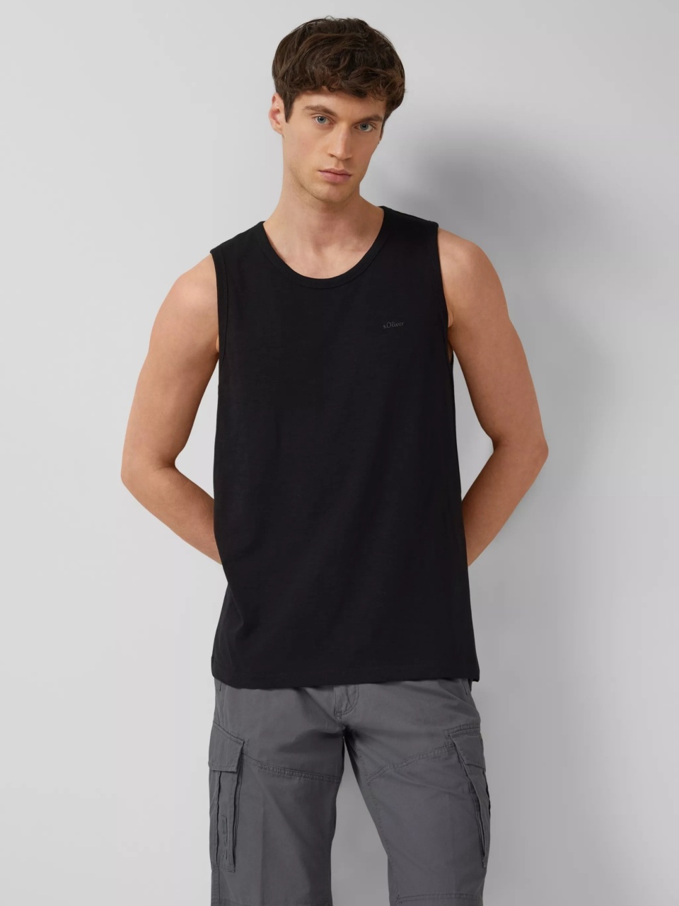 s.Oliver Tricou fara maneca barbati, din jerseu de bumbac, Regular fit, Negru (SELECTATI MARIMEA: 2XL)