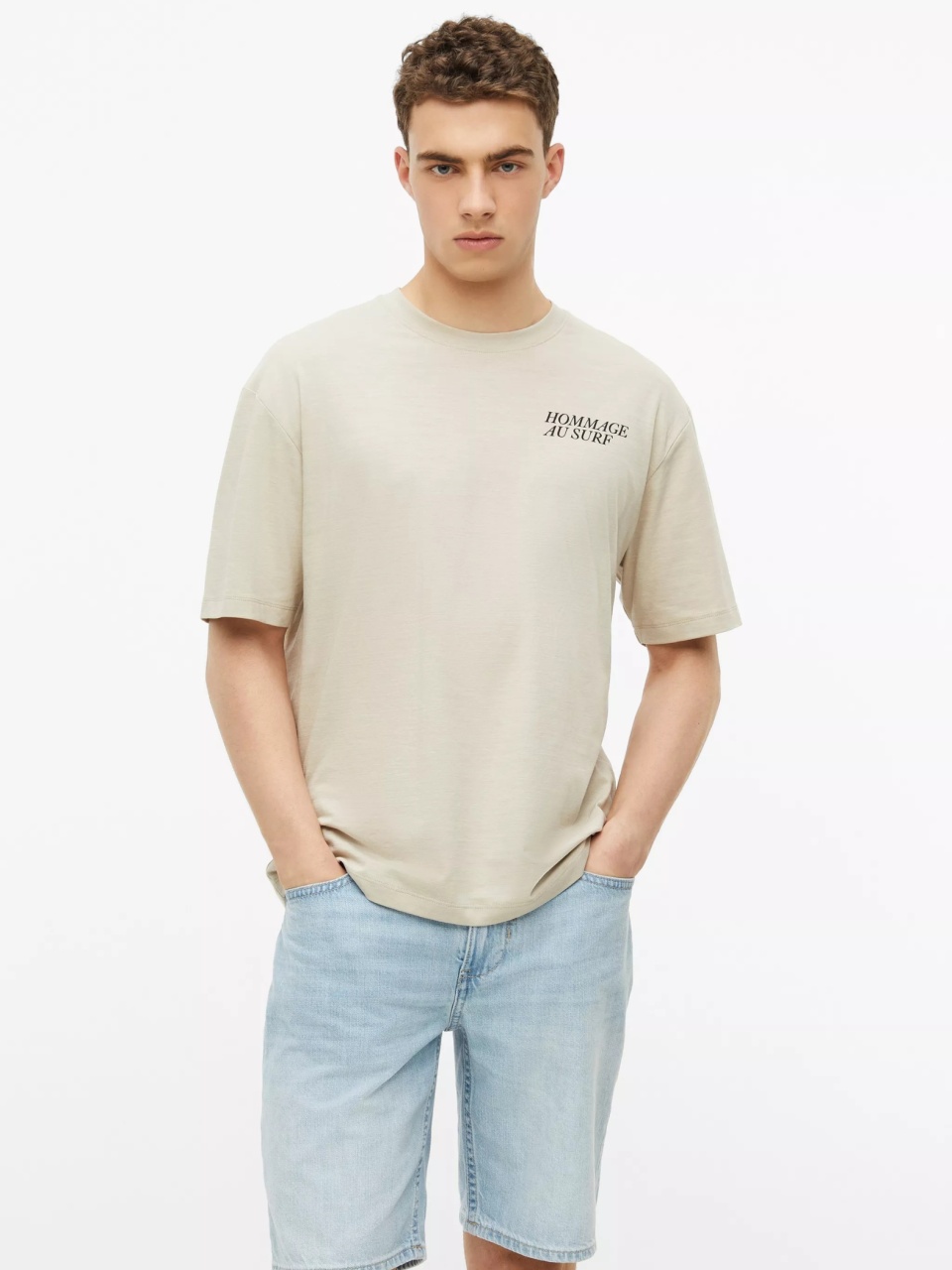 s.Oliver Tricou la baza gatului, barbati, cu imprimeu, Modern Fit, Crem (SELECTATI MARIMEA: 2XL)