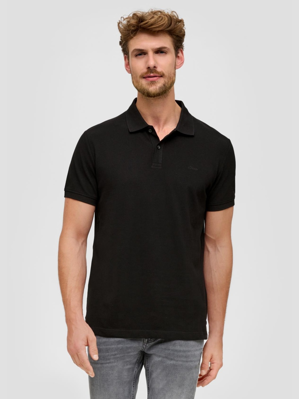 Tricou polo barbati, din bumbac cu croiala Regular Fit, logo, Negru (SELECTATI MARIMEA: M)