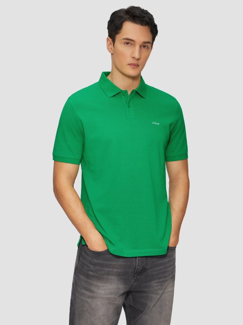 Tricou polo barbati, din bumbac cu croiala Regular Fit, logo, Verde smarald (SELECTATI MARIMEA: 3XL)
