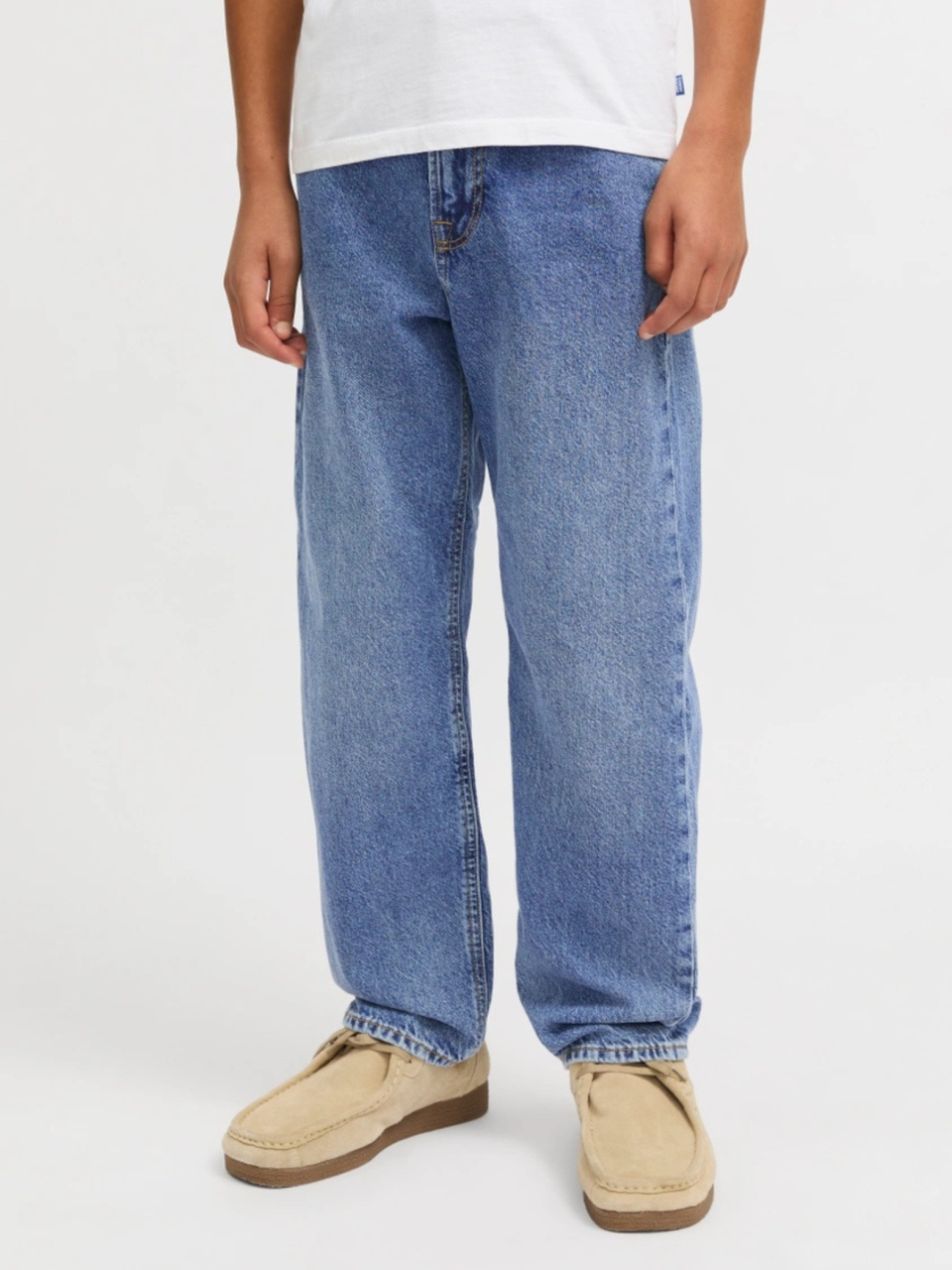 Jack & Jones Blugi baieti, CHRIS, cu talie inalta si croiala Relaxed fit, Albastru (SELECTATI MARIMEA: 134 cm)