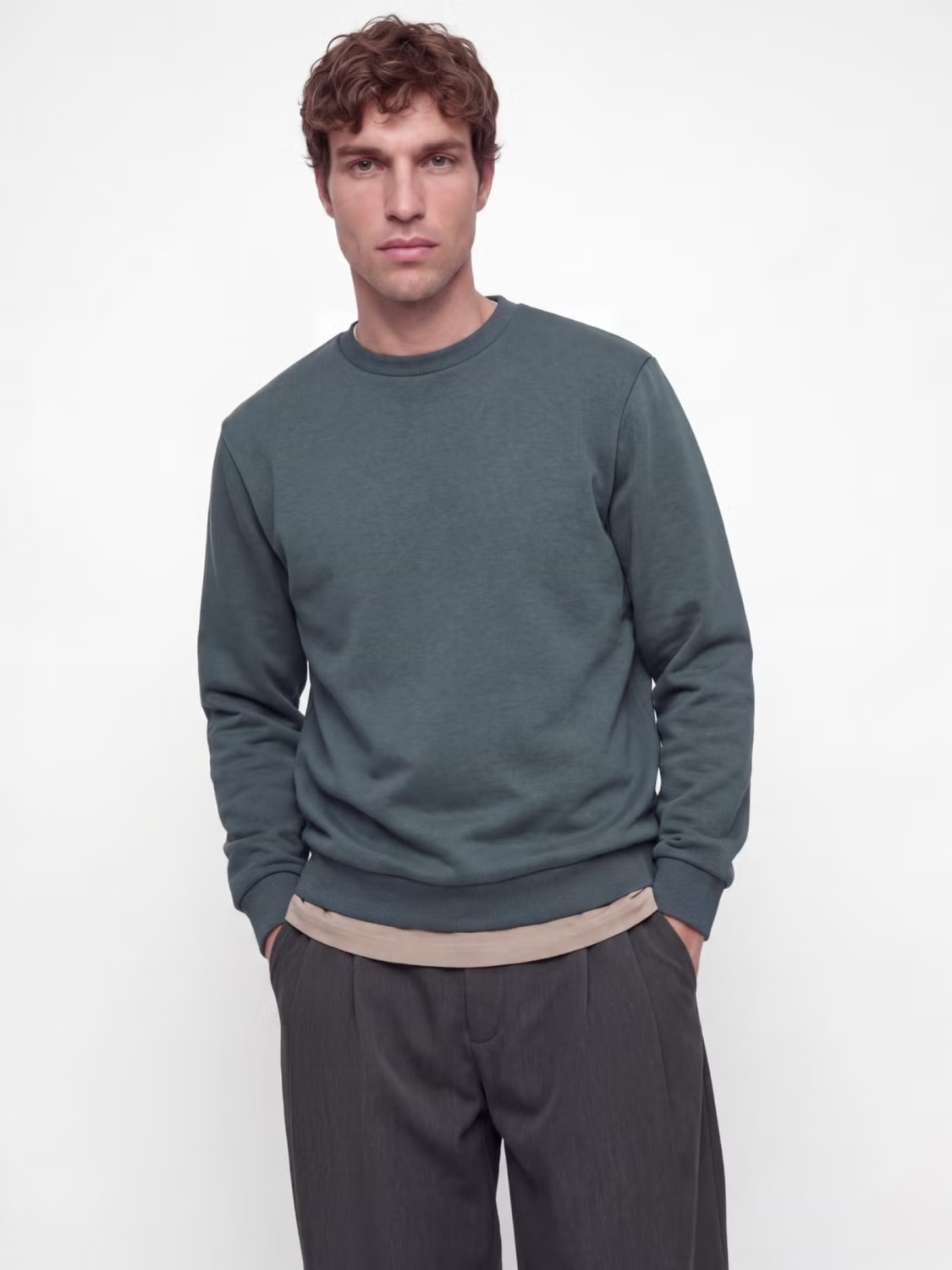 Jack & Jones Bluza barbati, simpla cu decolteu la baza gatului, JJEBRADLEY, Gri albastrui (SELECTATI MARIMEA: 2XL)