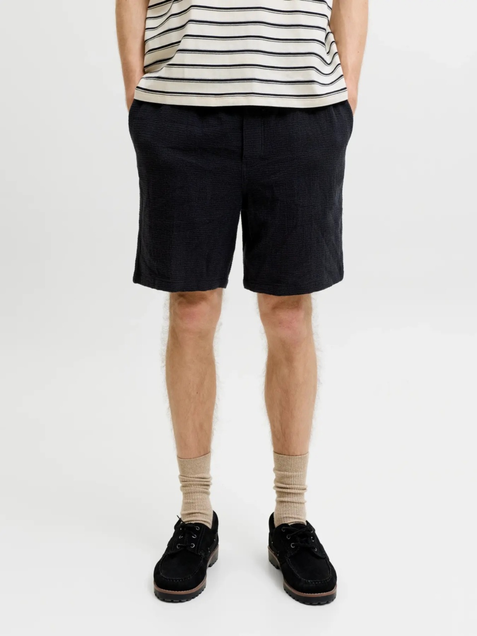 Jack & Jones Pantaloni scurti barbati, JPSTJAIDEN COBA, Relaxed fit, Negru (SELECTATI MARIMEA: L)