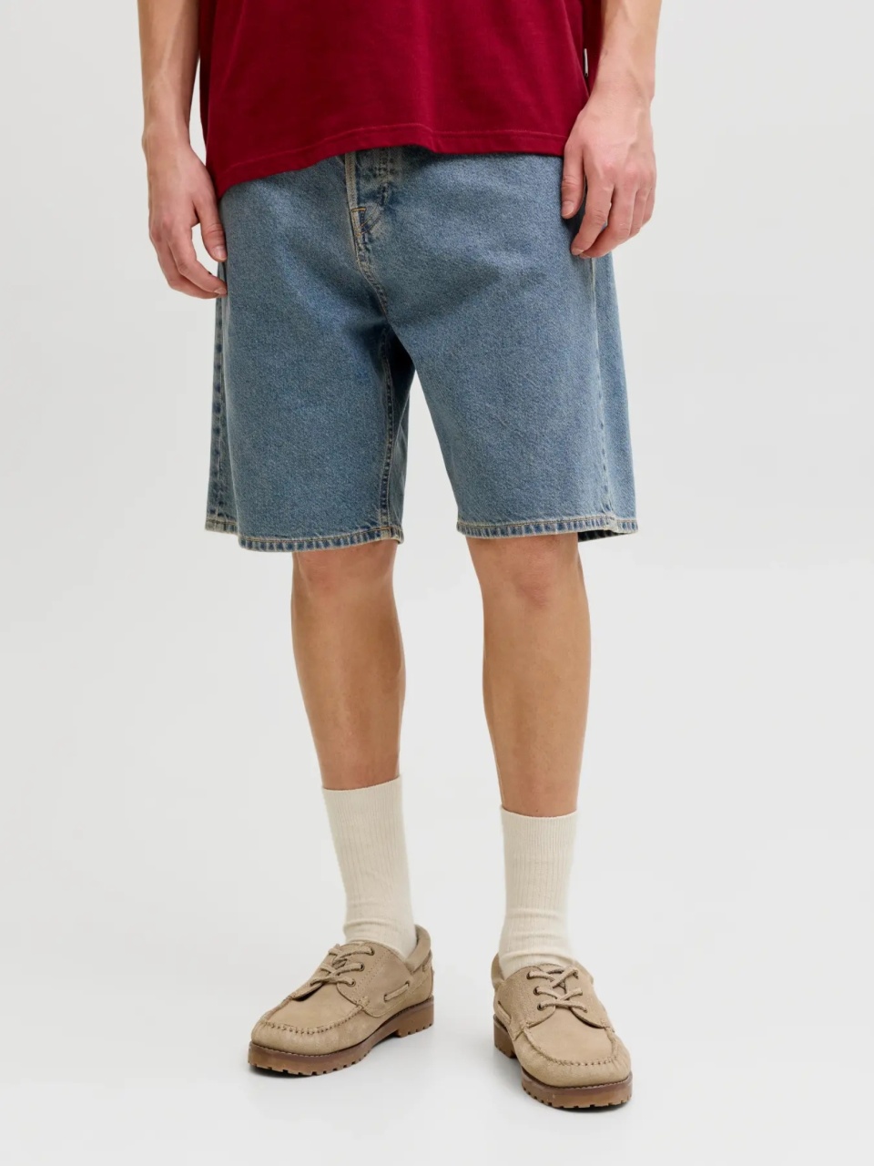 Jack & Jones Pantaloni scurti de blug barbati, cu talie inalta, croiala Regular fit, Albastru (SELECTATI MARIMEA: XL)