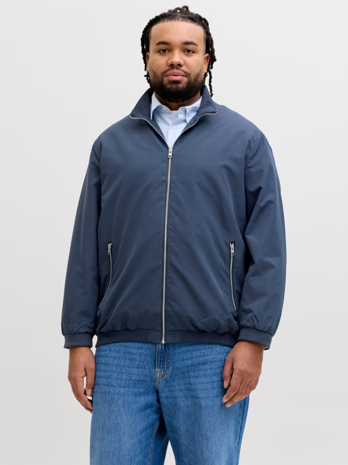 Jack & Jones Plus Jacheta bomber, barbati big sizes, Albastru inchis (SELECTATI MARIMEA: 7XL)