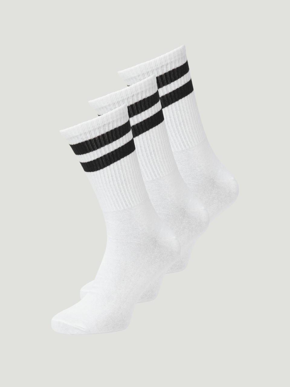 Jack & Jones Set 3 perechi de sosete tenis, barbati, JACTRAVIS, cu logo, Alb (SELECTATI MARIMEA: Universala)