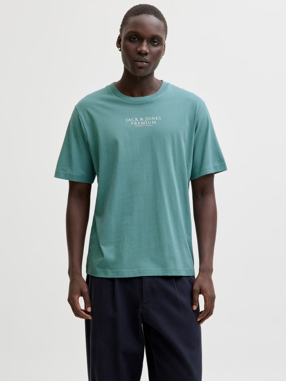 Jack & Jones Tricou barbati cu imprimeu text Jack & Jones Premium, Verde deschis (SELECTATI MARIMEA: 2XL)