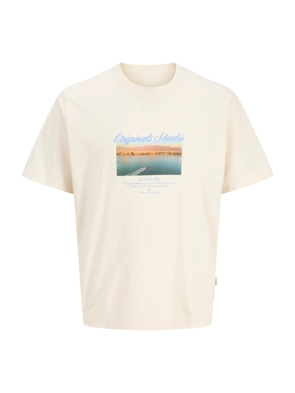 Jack & Jones Tricou barbati, din bumbac, Relaxed Fit, JORNORREBRO, Crem (SELECTATI MARIMEA: XL)