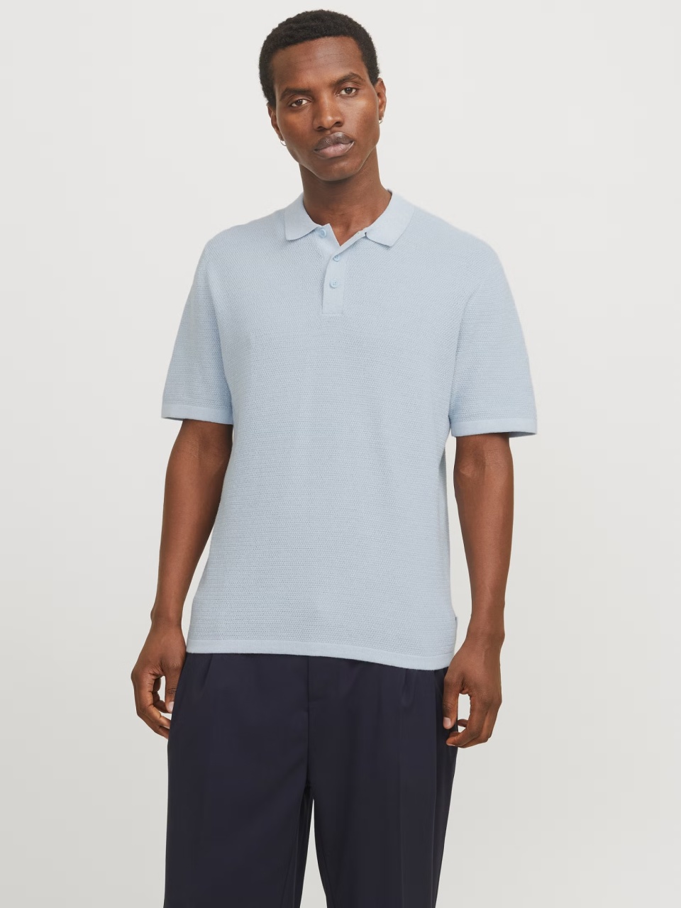 Jack & Jones Tricou polo barbati, cu aspect tricotat, Regular Fit, Albastru deschis (SELECTATI MARIMEA: S)