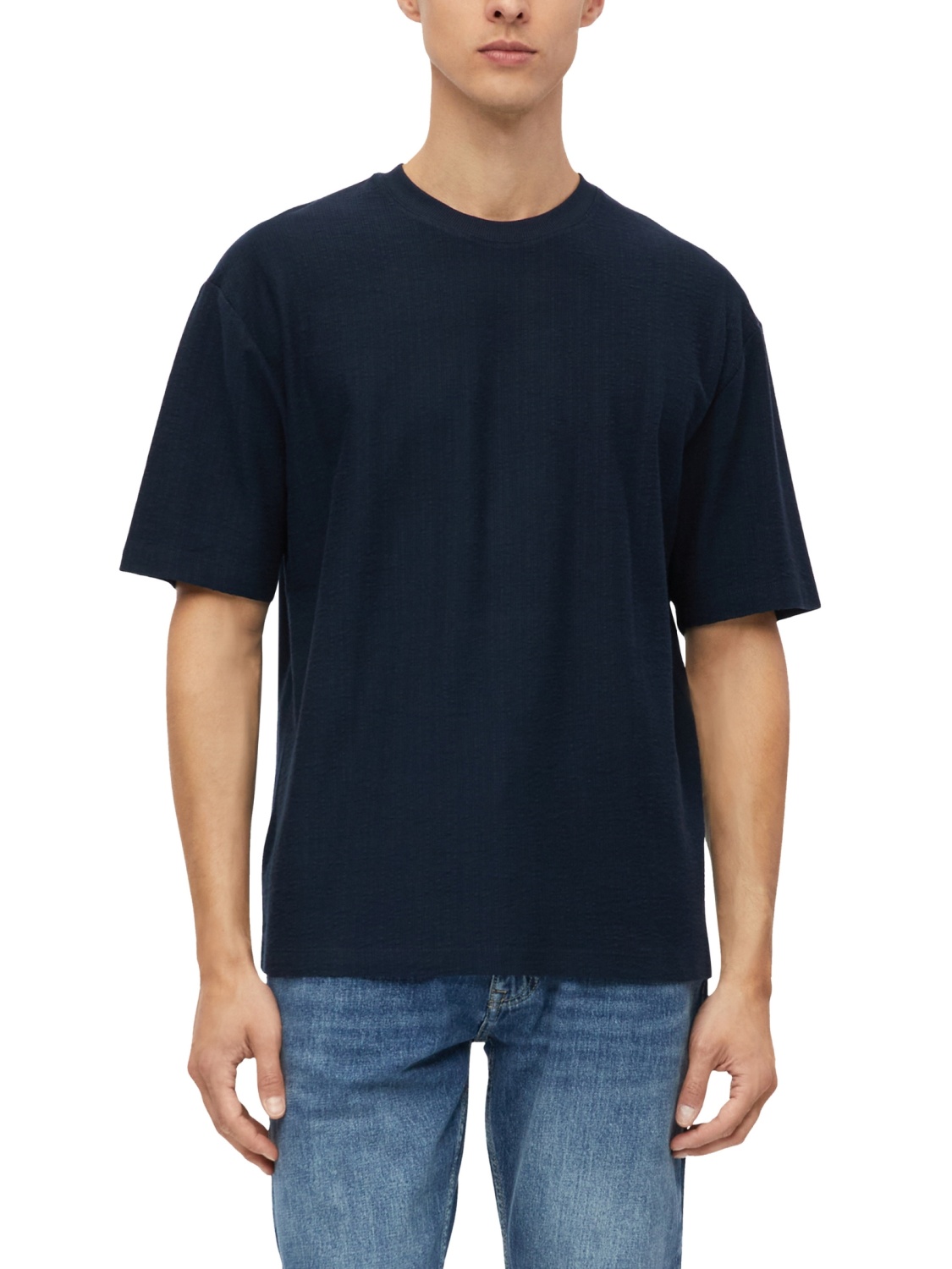 s.Oliver Tricou barbati, la baza gatului, din bumbac, Relaxed Fit, Bleumarin inchis (SELECTATI MARIMEA: XL)