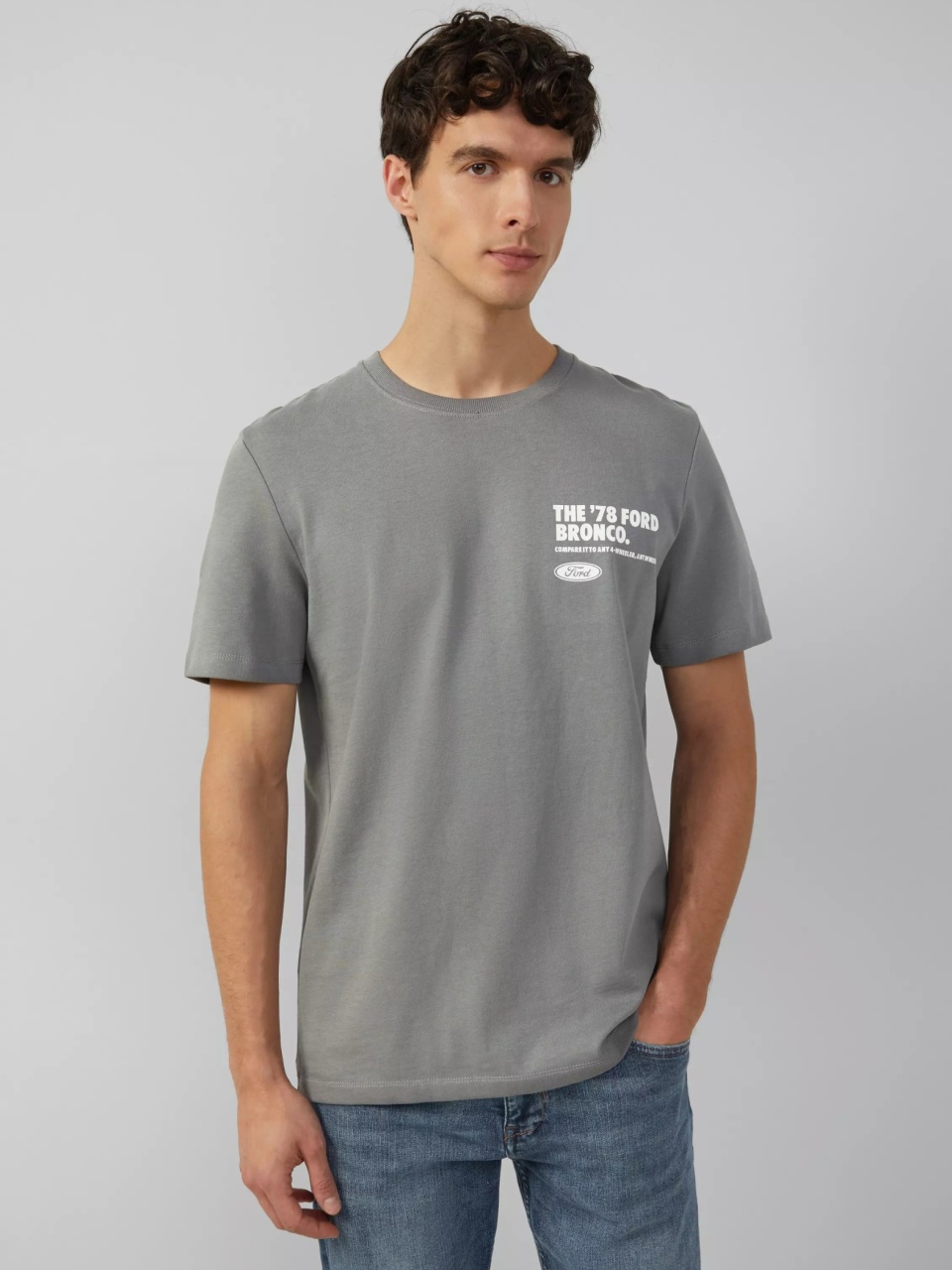 s.Oliver Tricou barbati la baza gatului, Regular fit, cu imprimeu Ford®, Gri inchis (SELECTATI MARIMEA: S)