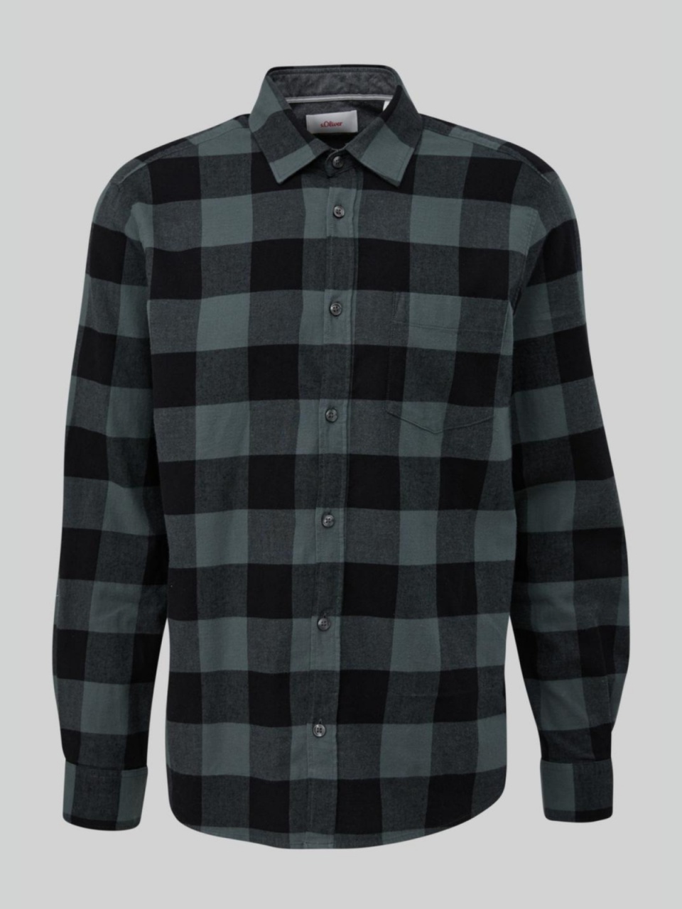 Camasa cu maneca lunga, barbati big size, imprimeu in carouri si croiala Regular fit, Verde inchis (SELECTATI MARIMEA: 2XL)