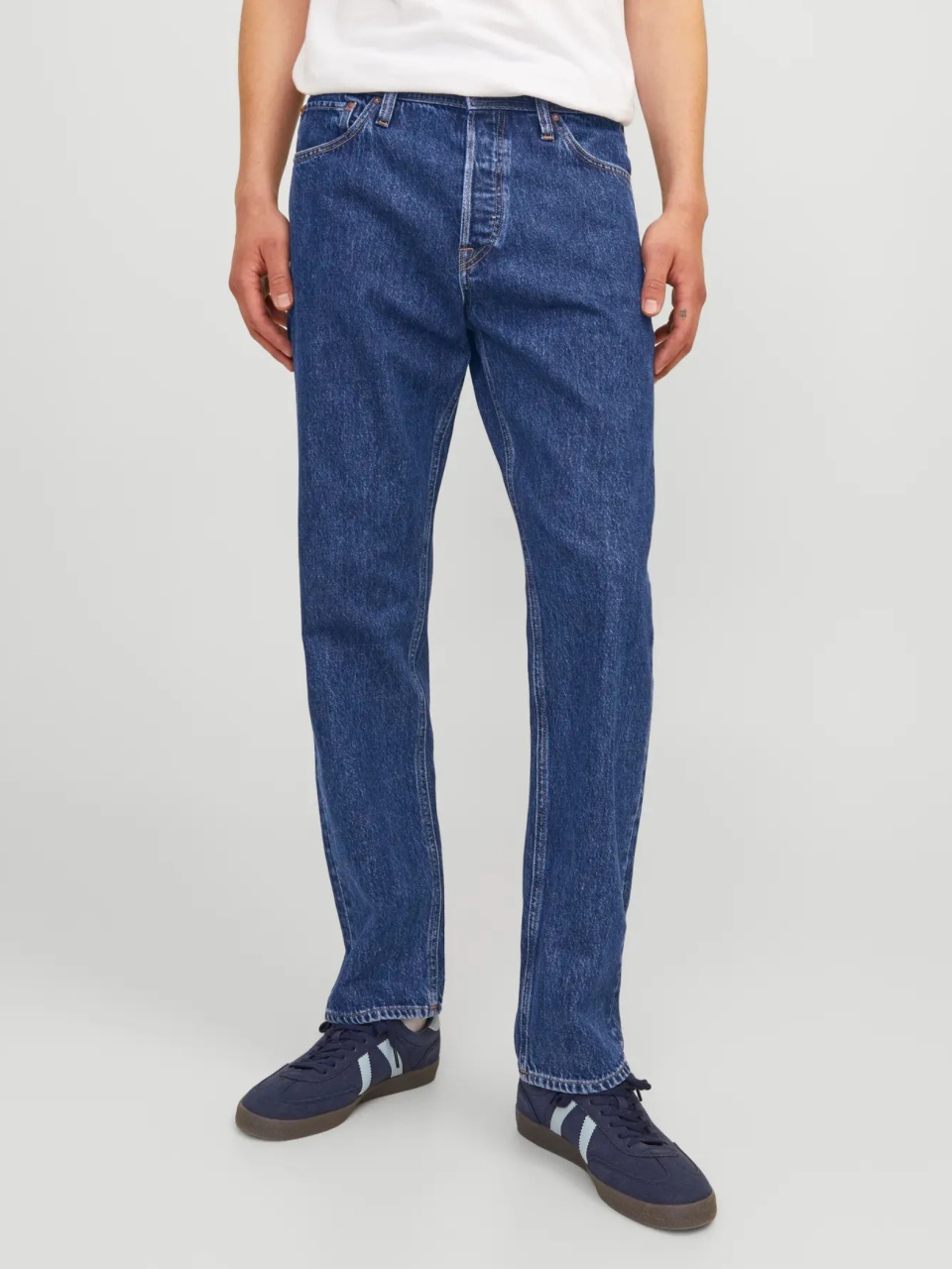 Jack & Jones Blugi barbati CHRIS, talie inalta, croiala Regular fit, Albastru (SELECTATI MARIMEA: 33, SELECTATI LUNGIMEA: 32)
