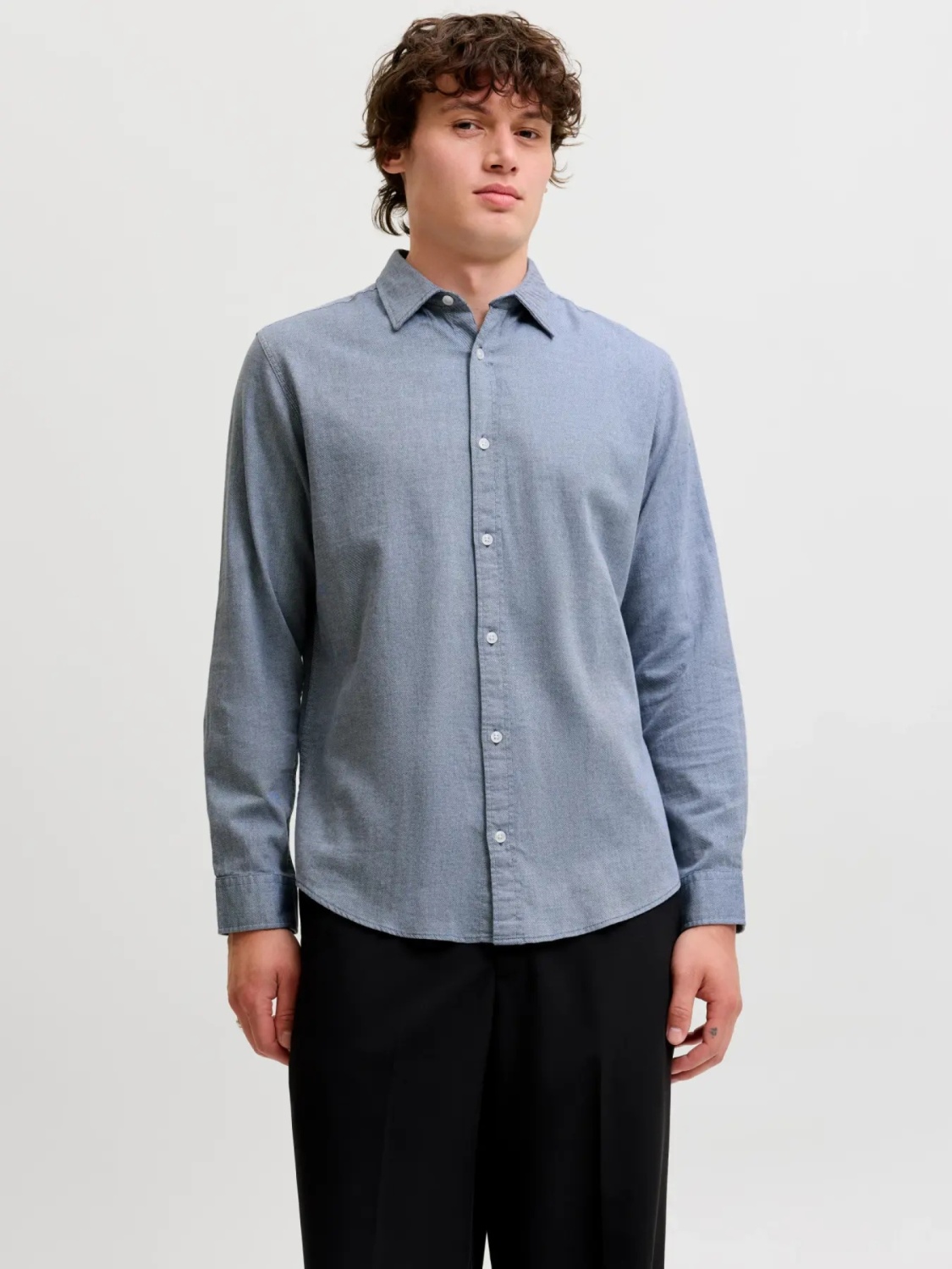 Jack & Jones Camasa barbati, din bumbac, Regular Fit, JJEFIELD, Gri inchis (SELECTATI MARIMEA: XL)