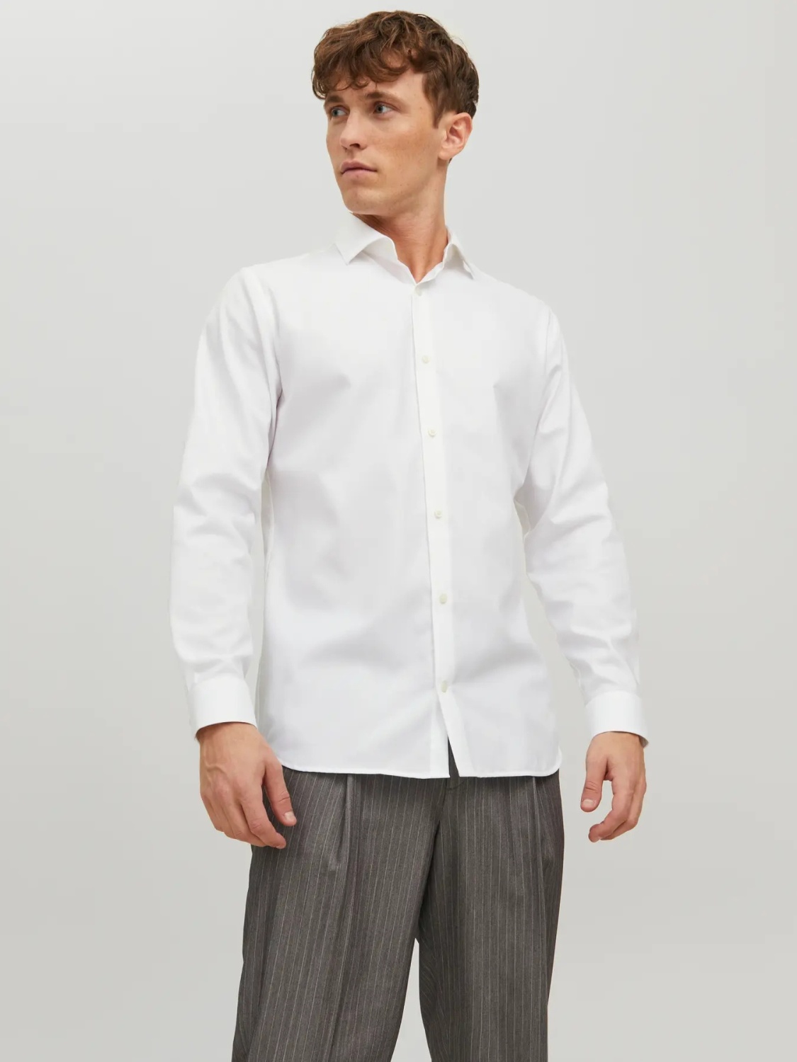 Jack & Jones Camasa barbati non-iron, din bumbac organic, Slim Fit, JPRBLAPARKER, Alb (SELECTATI MARIMEA: 2XL)