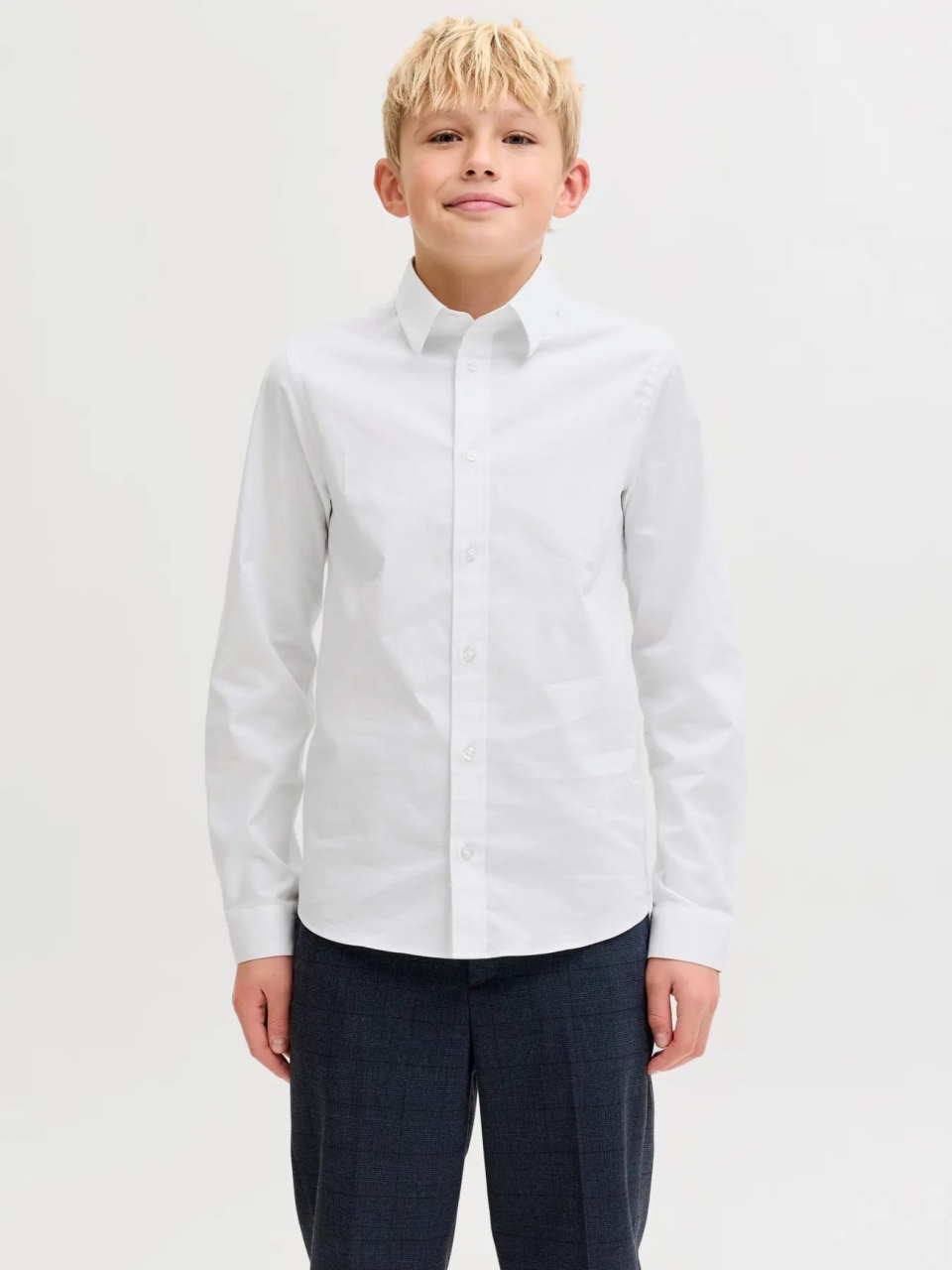 Jack & Jones Camasa cu maneca lunga, baieti, AXEL, Regular Fit, Alb (SELECTATI MARIMEA: 152 cm)