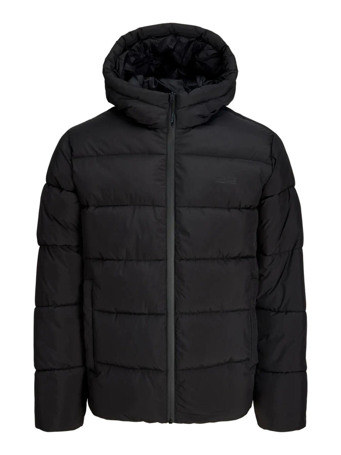 Jack & Jones Geaca barbati, PUFFER, cu gluga, Regular fit, JJEFREDDIE, Negru (SELECTATI MARIMEA: XL)