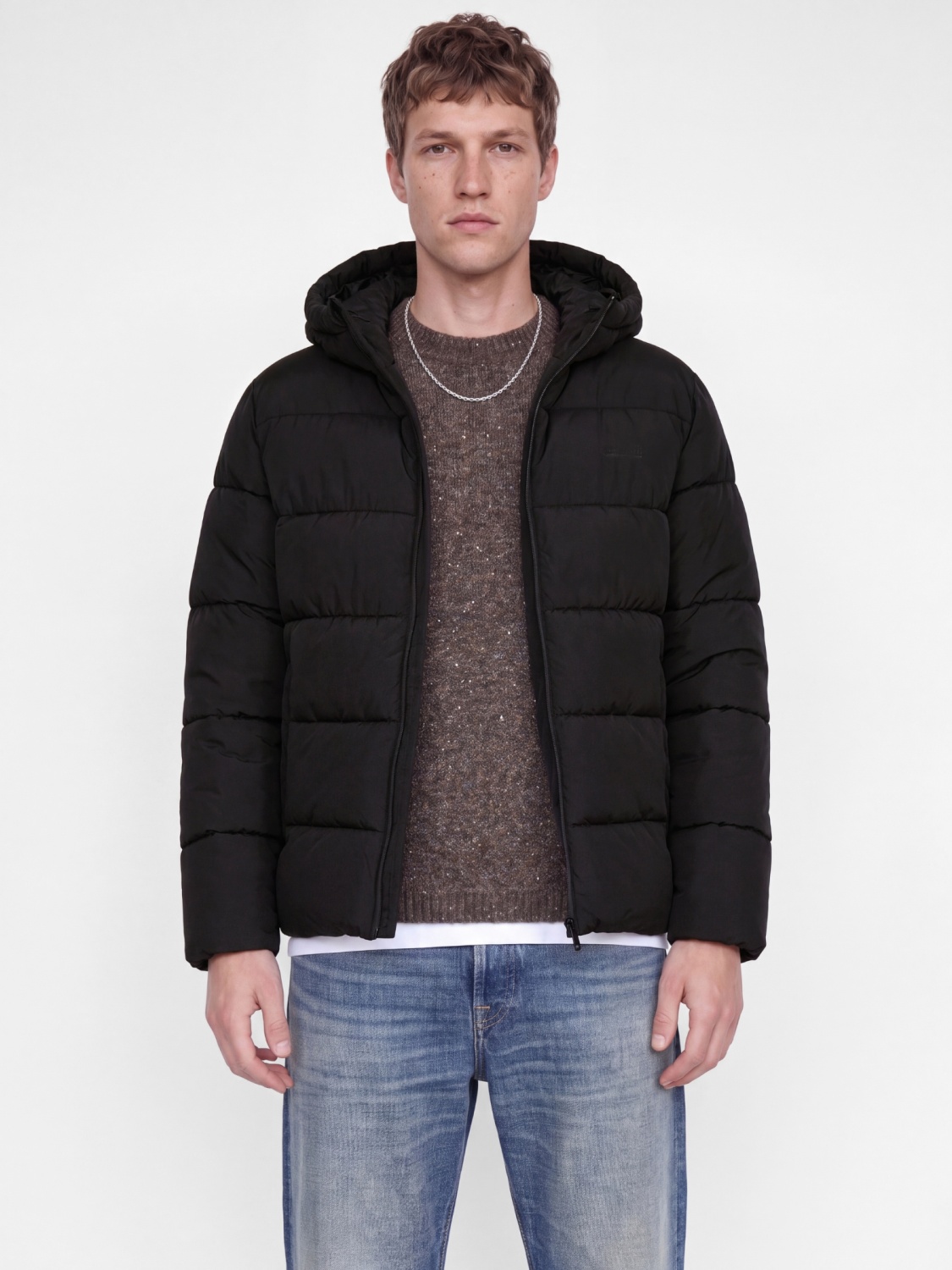 Jack & Jones Geaca barbati, PUFFER, cu gluga, Regular fit, JJEFREDDIE, Negru (SELECTATI MARIMEA: S)