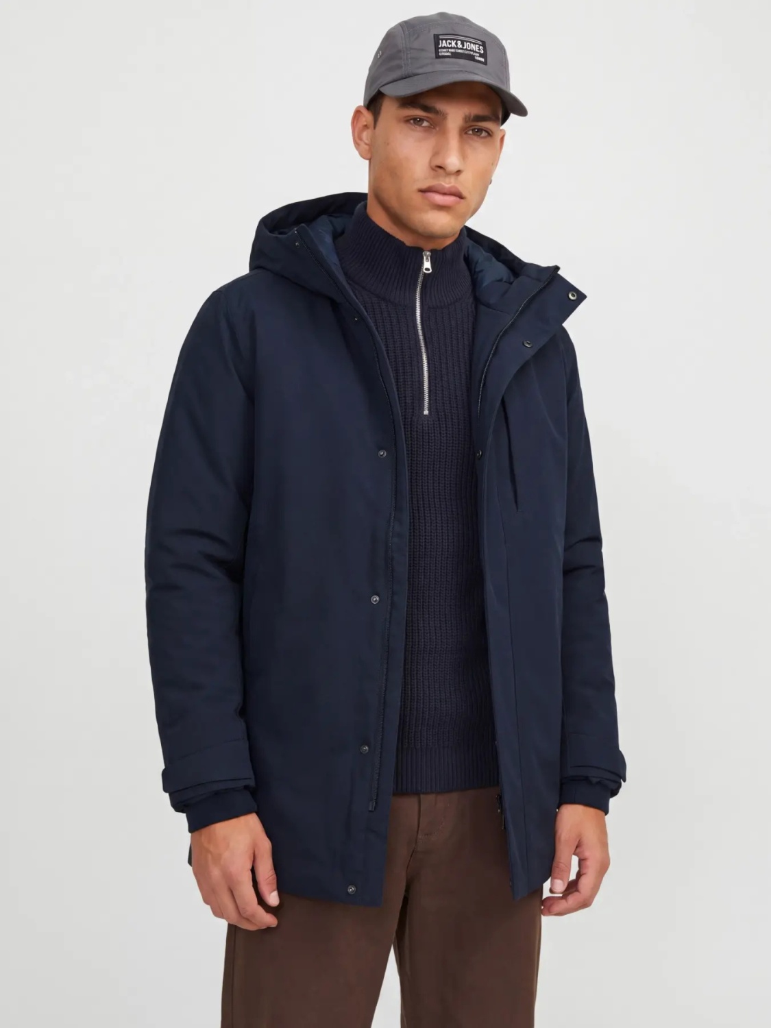 Jack & Jones Jacheta JPRKEEN PARKA, barbati, cu gluga si croiala Regular fit, Bleumarin inchis