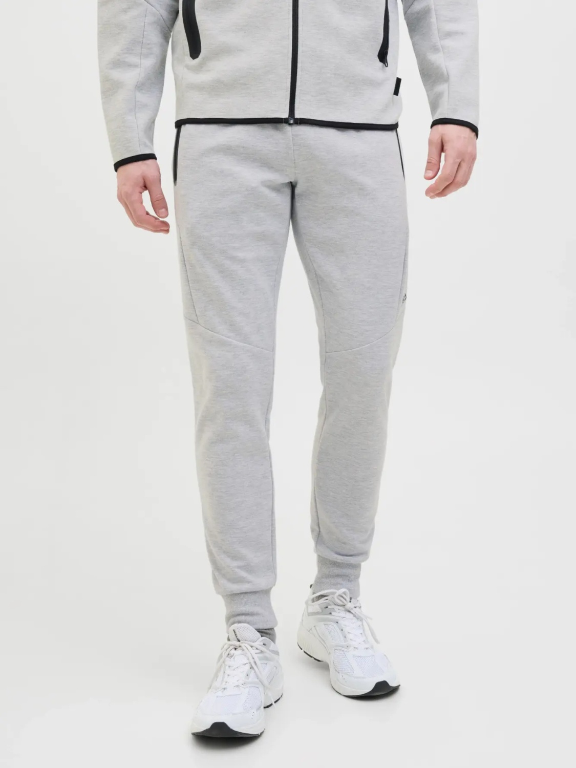 Jack & Jones Pantaloni de trening barbati, cu talie medie, Slim fit, JPSTWILL FUSION, Gri deschis (SELECTATI MARIMEA: XL)