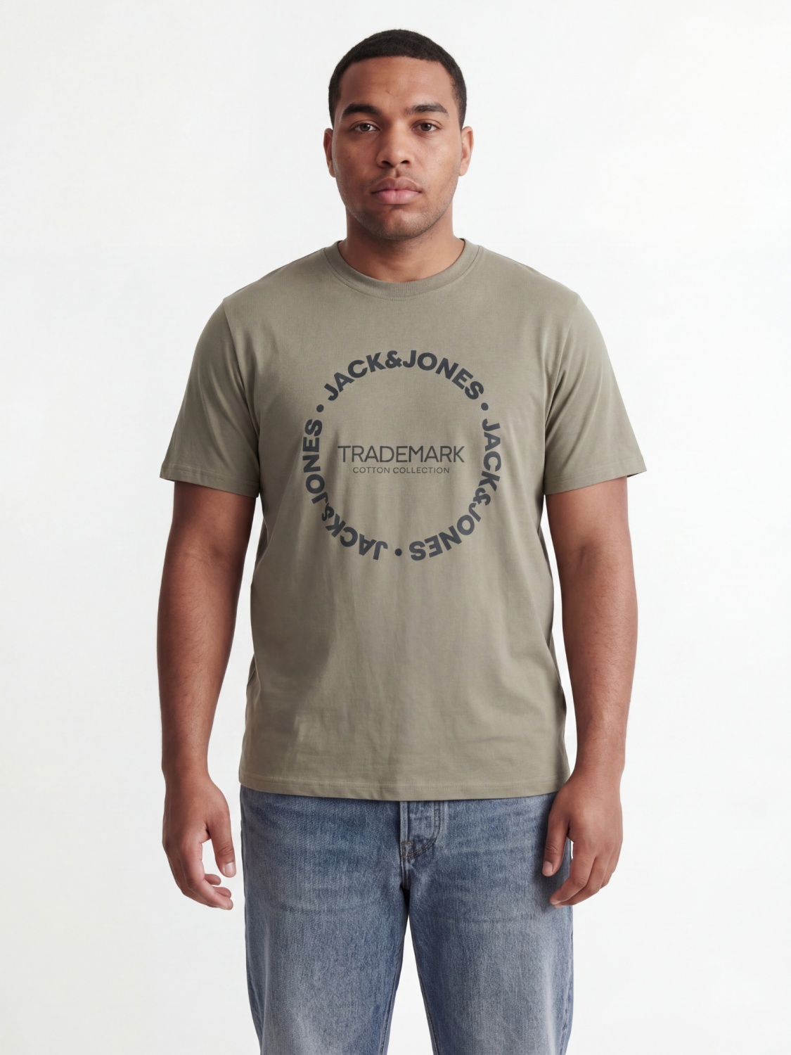 Jack & Jones Plus Tricou barbati big sizes, din bumbac, Regular Fit, JJBENSON, Olive (SELECTATI MARIMEA: 6XL)