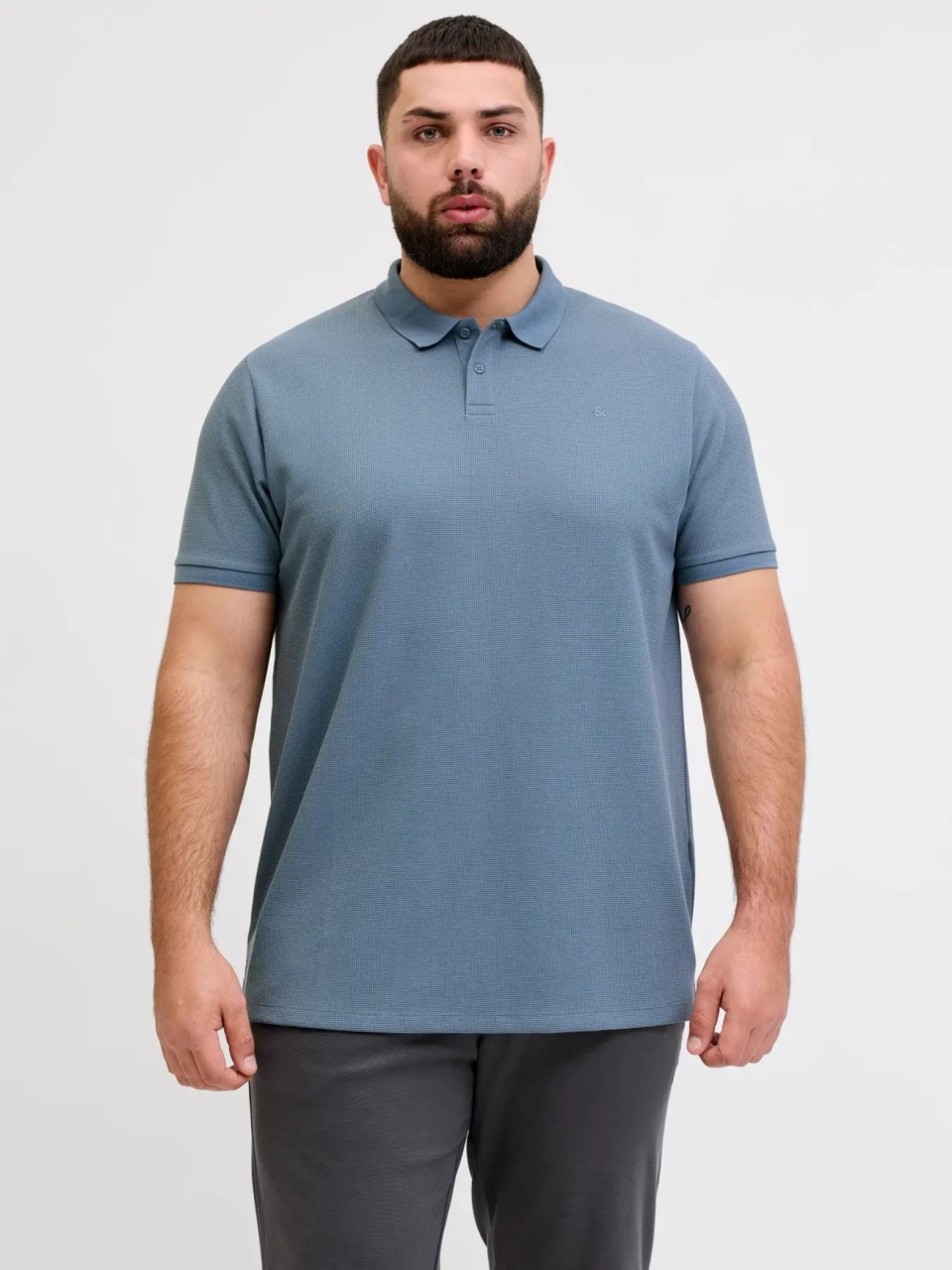 Jack & Jones Plus Tricou polo barbati big sizes, cu logo, Regular fit, Austin, Albastru (SELECTATI MARIMEA: 7XL)