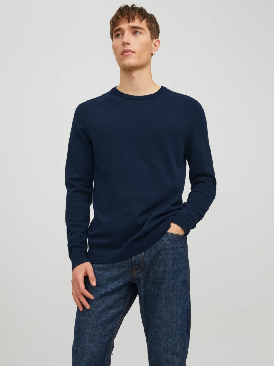 Jack & Jones Pulover barbati cu decolteu la baza gatului, Bleumarin inchis (SELECTATI MARIMEA: XS)