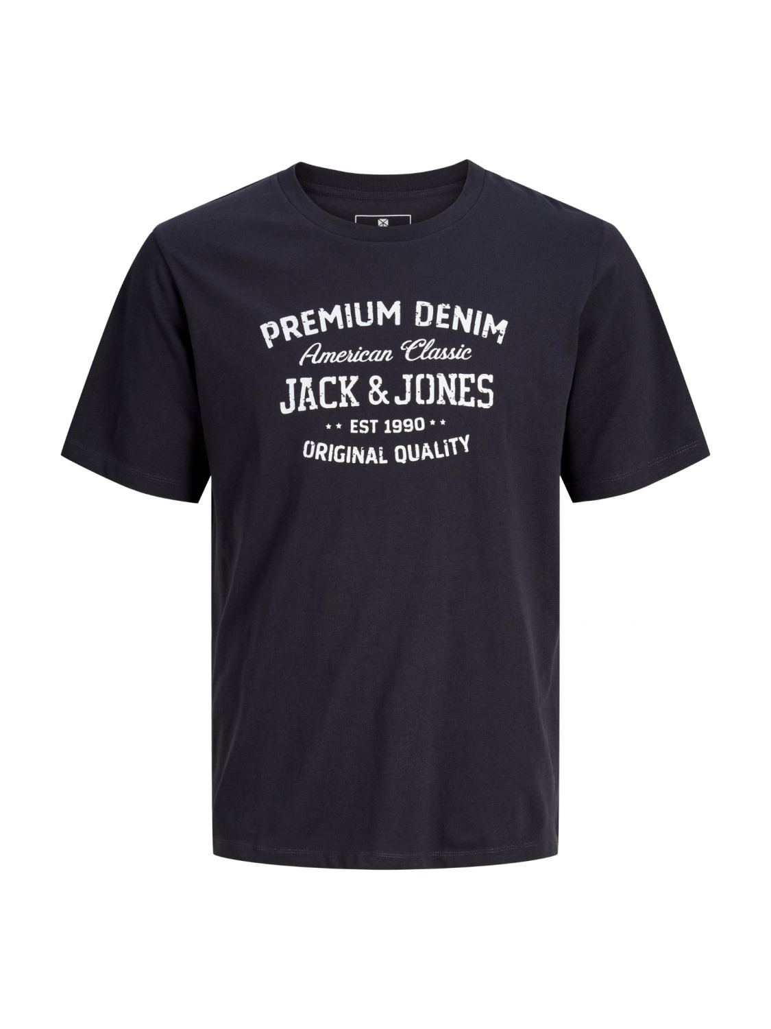 Jack & Jones Tricou baieti, la baza gatului, din bumbac, Regular fit, Bleumarin inchis
