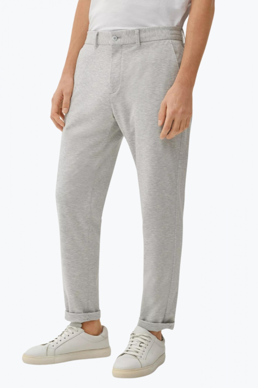 Pantaloni costum barbati cu croiala Slim fit si cu tesatura din jerseu elastic gri (SELECTATI MARIMEA: 54)