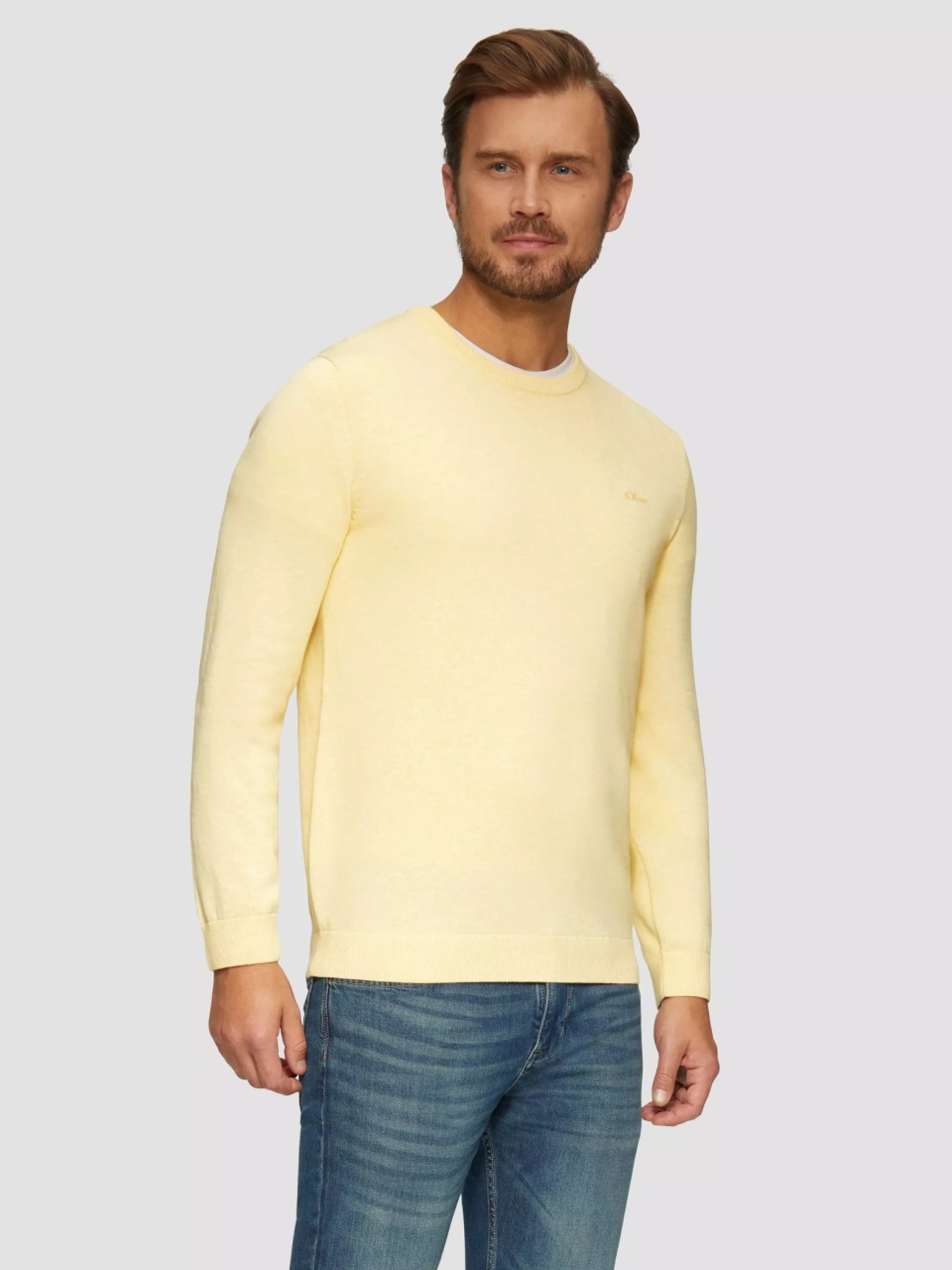 s.Oliver Pulover barbati cu decolteu la baza gatului, Galben deschis (SELECTATI MARIMEA: 3XL)