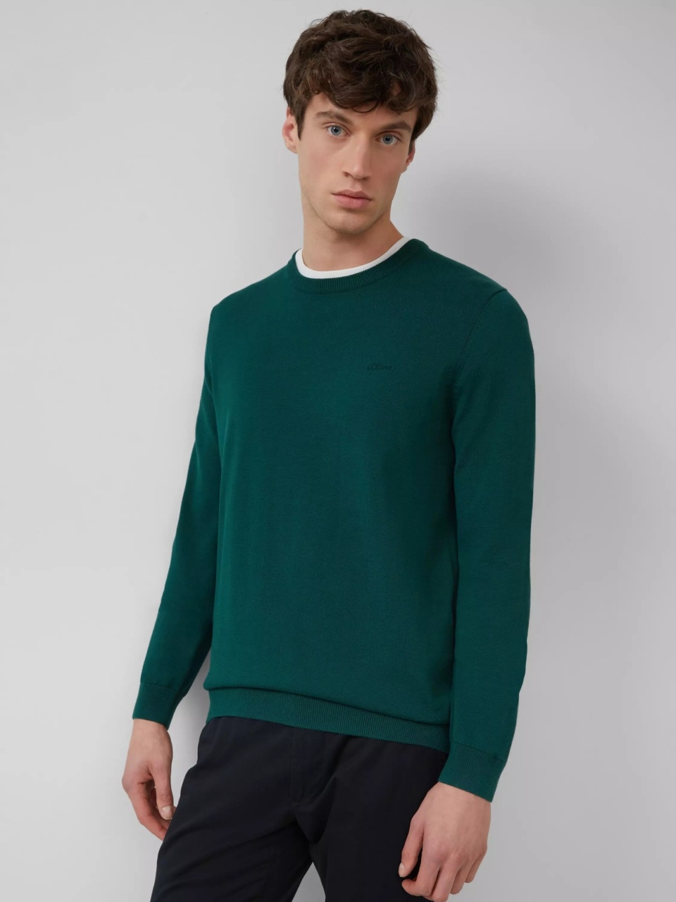 s.Oliver Pulover barbati cu decolteu la baza gatului, Verde inchis (SELECTATI MARIMEA: 3XL)