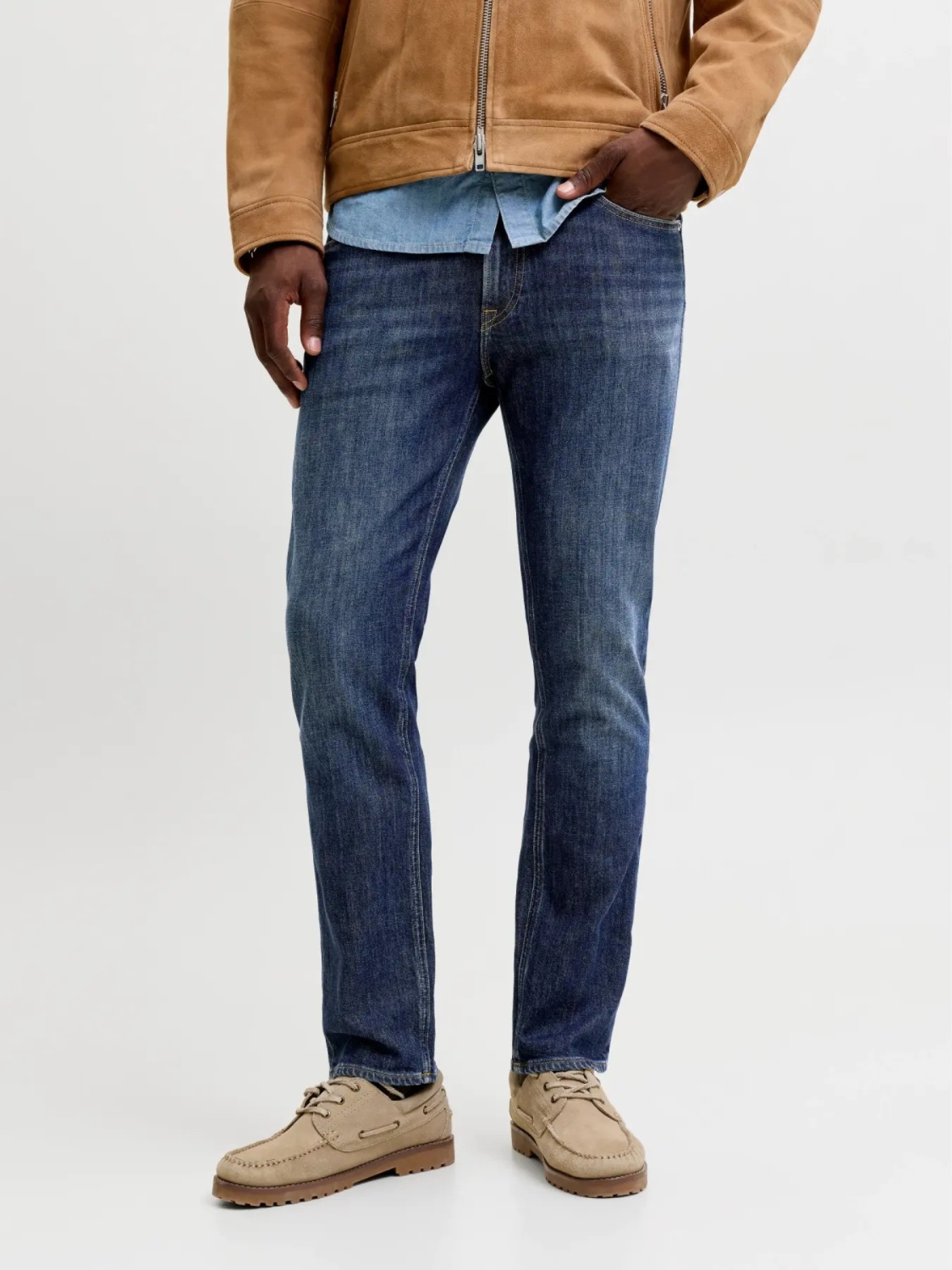 Jack & Jones Blugi barbati CLARK, cu talie medie si croiala Regular fit, Albastru inchis (SELECTATI MARIMEA: 32, SELECTATI LUNGIMEA: 30)