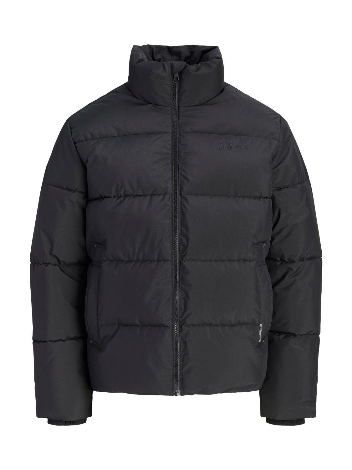 Jack & Jones Geaca barbati, PUFFER, cu guler inalt, fara gluga, JJLUPO, Negru (SELECTATI MARIMEA: L)