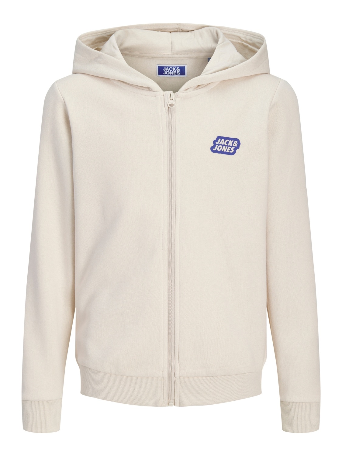 Jack & Jones Hanorac baieti cu gluga si fermoar, Regular Fit, JJAMI, Bej (SELECTATI MARIMEA: 164 cm)