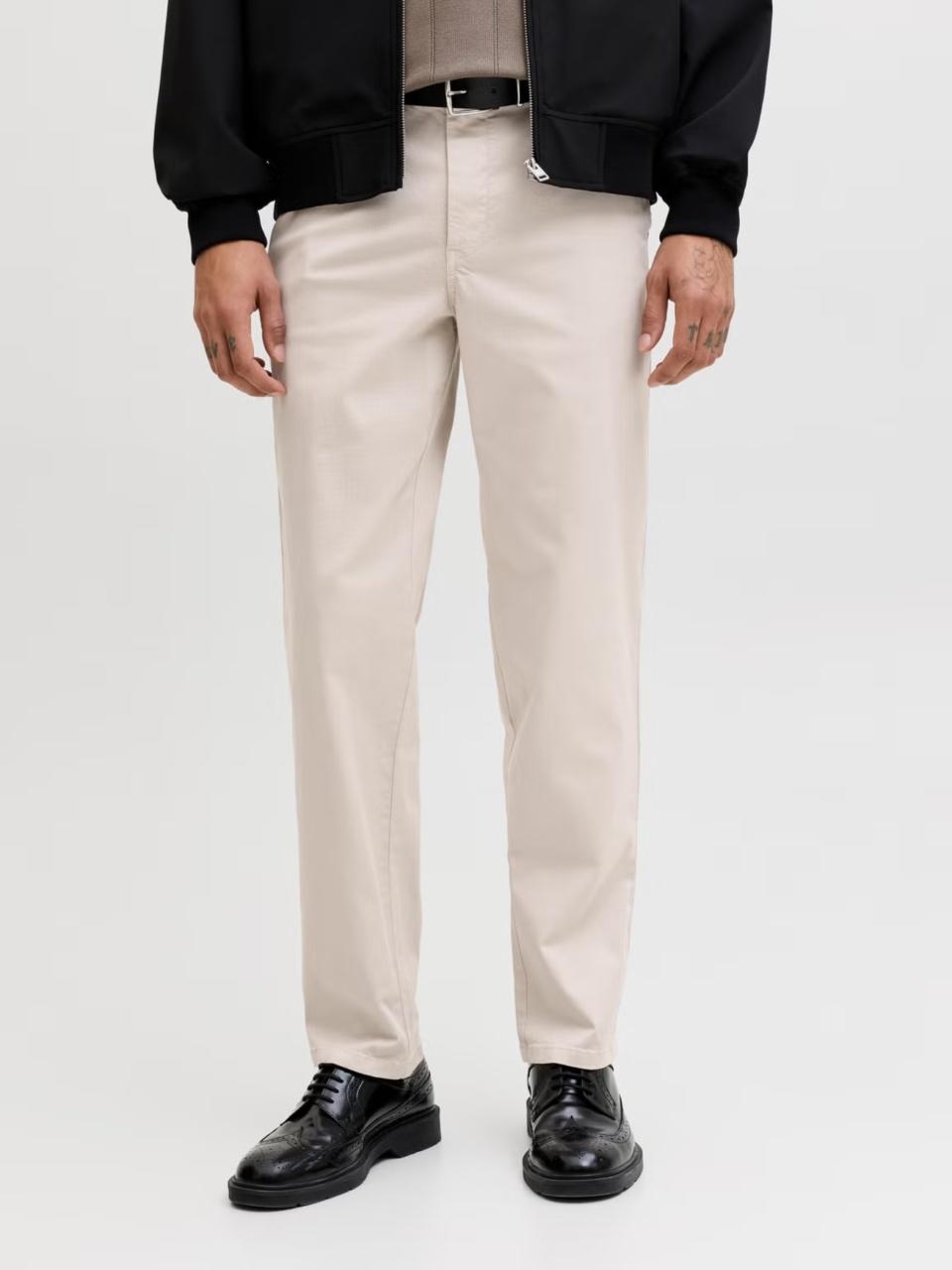 Jack & Jones, Pantaloni chino, barbati, Jpstollie Vance, Regular Fit, cu talie medie, Crem (SELECTATI MARIMEA: 36, SELECTATI LUNGIMEA: 32)