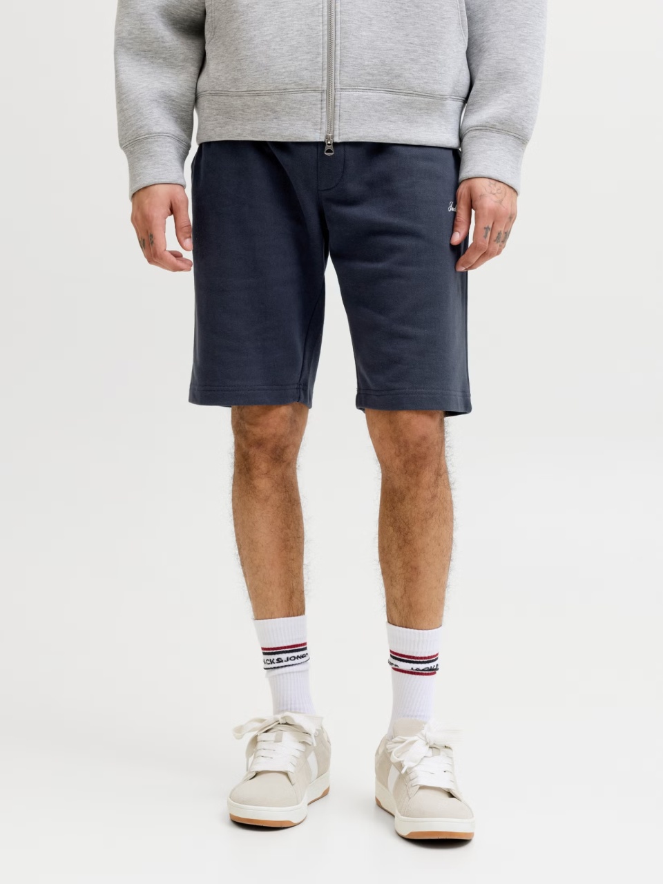 Jack & Jones Pantaloni scurti de trening barbati, talie medie, Regular fit, Bleumarin inchis (SELECTATI MARIMEA: S)